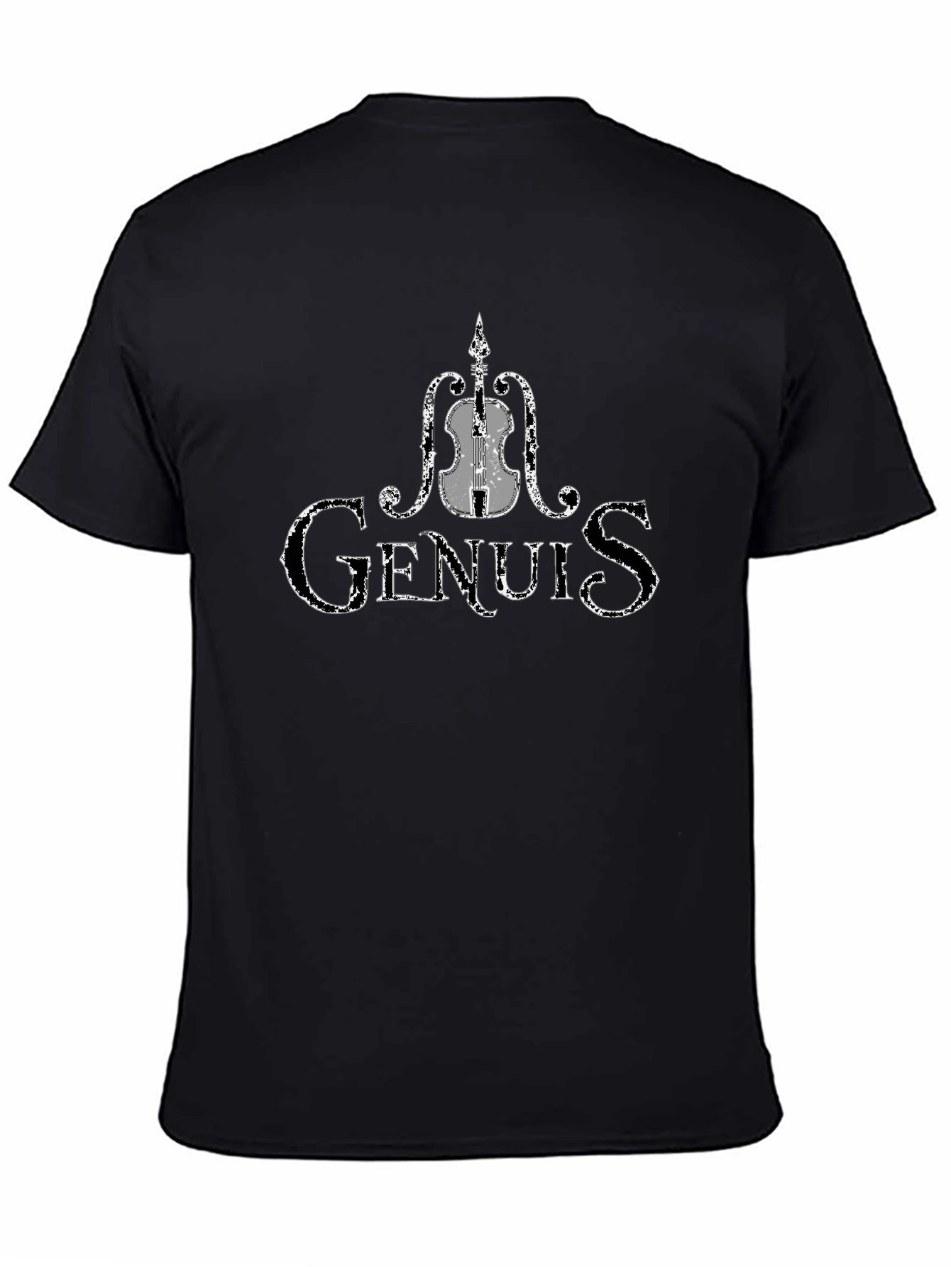 Violin Genius Graphic T-Shirt - Black