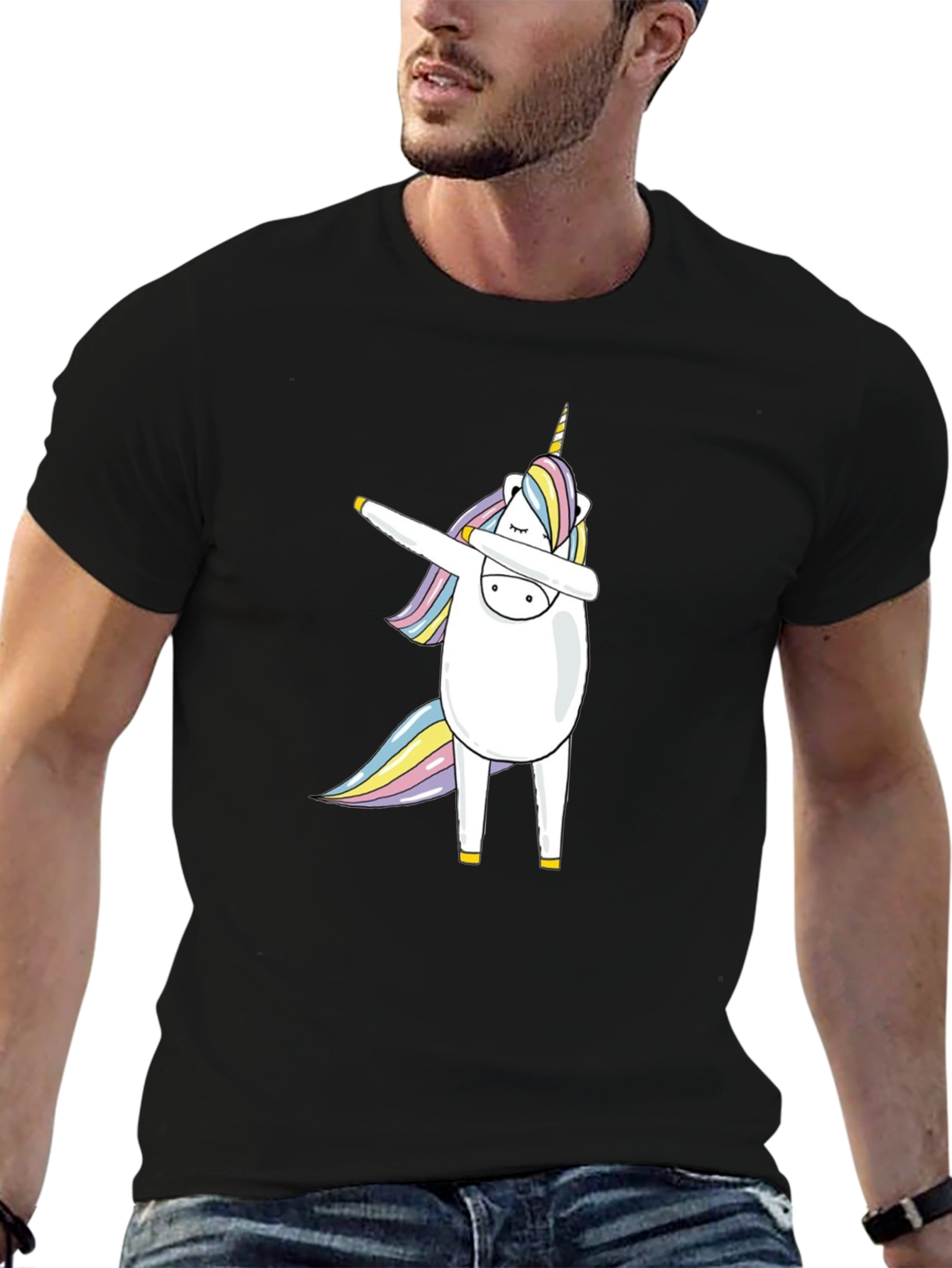 Dabbing Unicorn Black T-Shirt