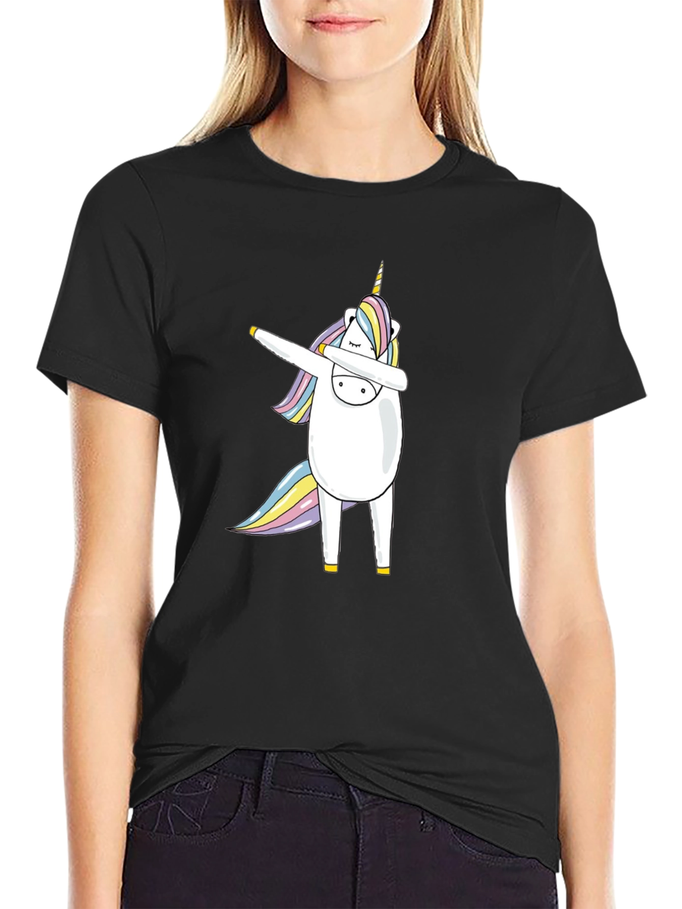 Dabbing Unicorn Black T-Shirt