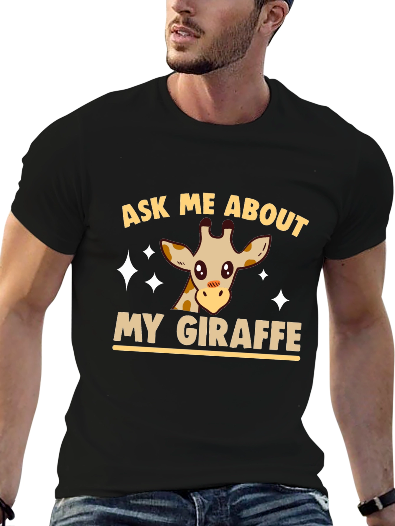 Ask Me About My Giraffe Graphic Tee - Black