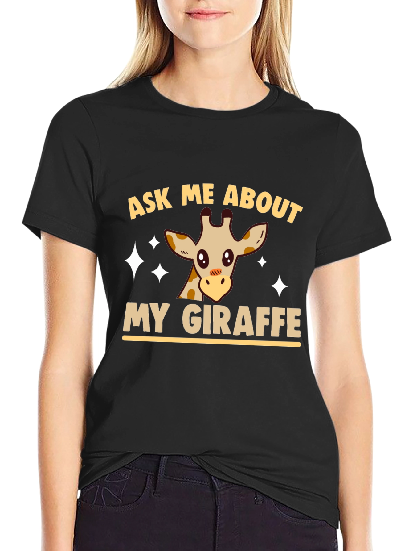Ask Me About My Giraffe Graphic Tee - Black