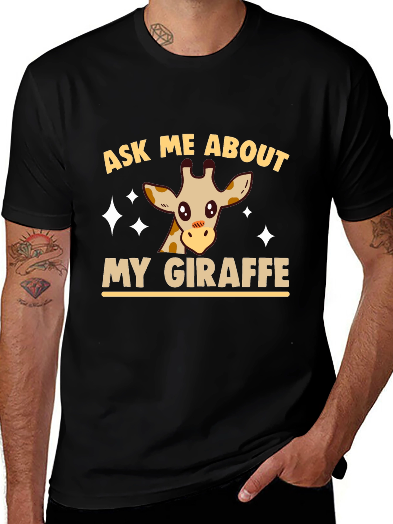 Ask Me About My Giraffe Graphic Tee - Black