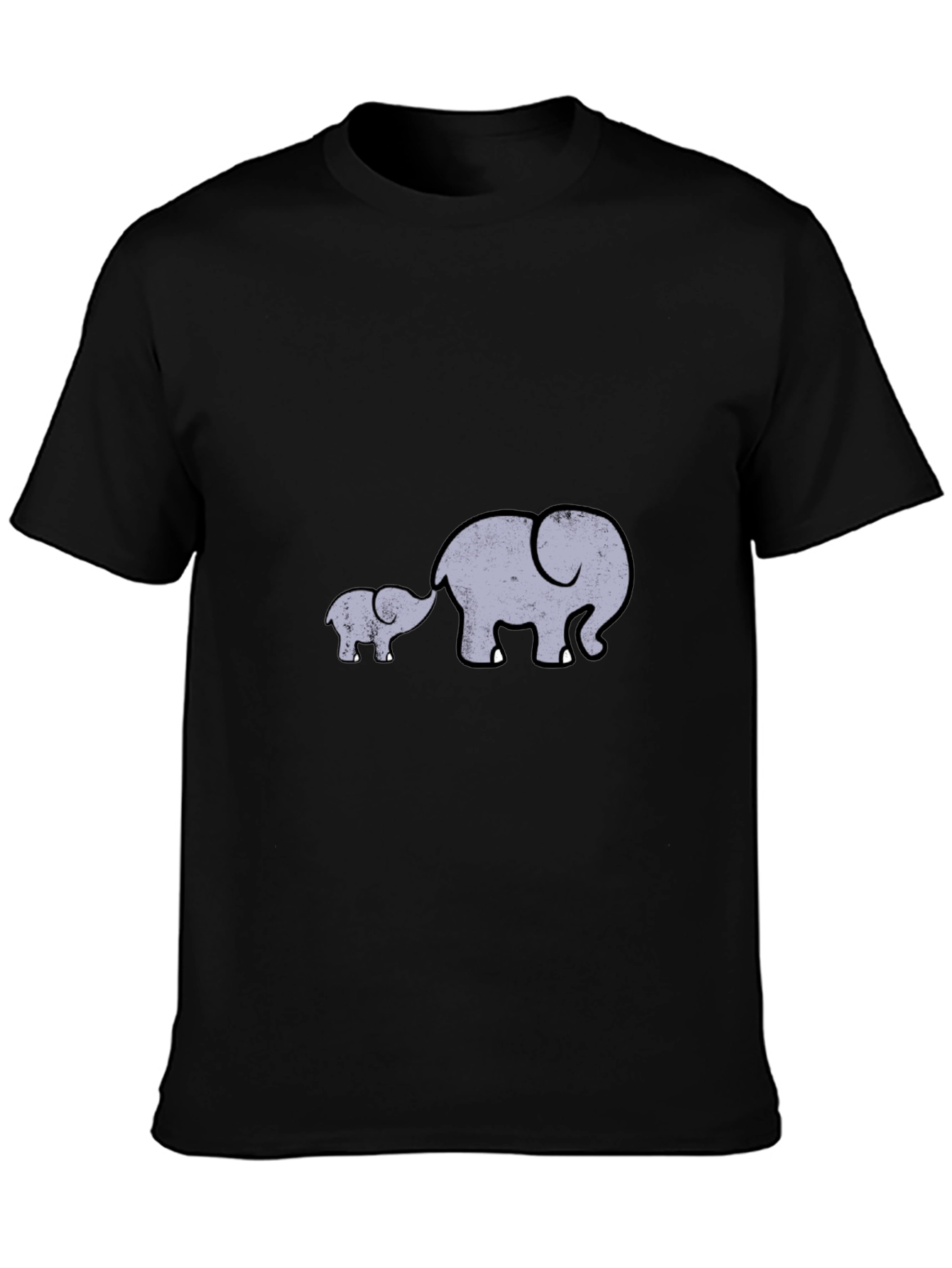 Elephant Family Graphic Tee - Black Casual Comfort