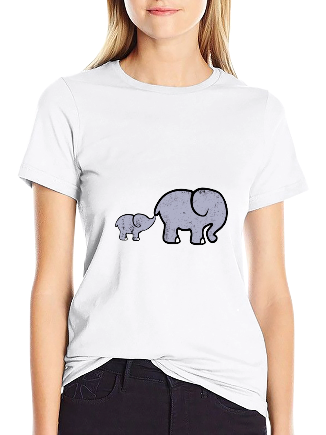 Elephant Family Graphic Tee - Black Casual Comfort