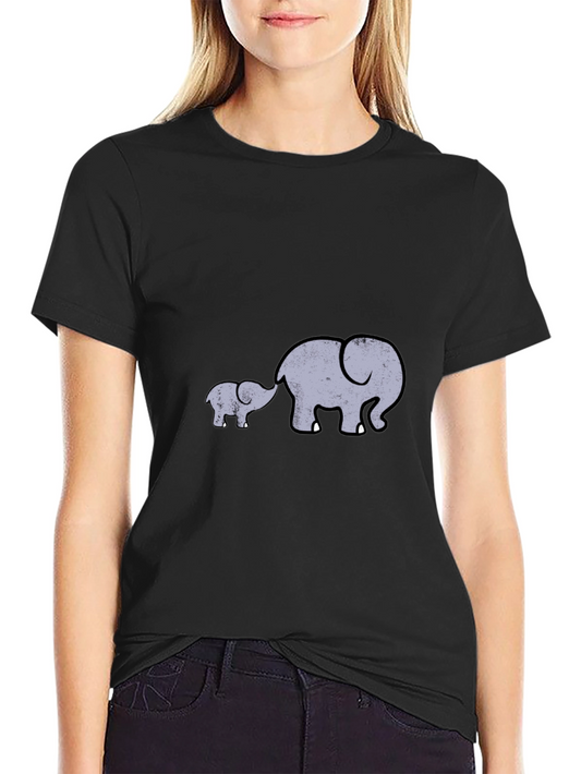 Elephant Family Graphic Tee - Black Casual Comfort
