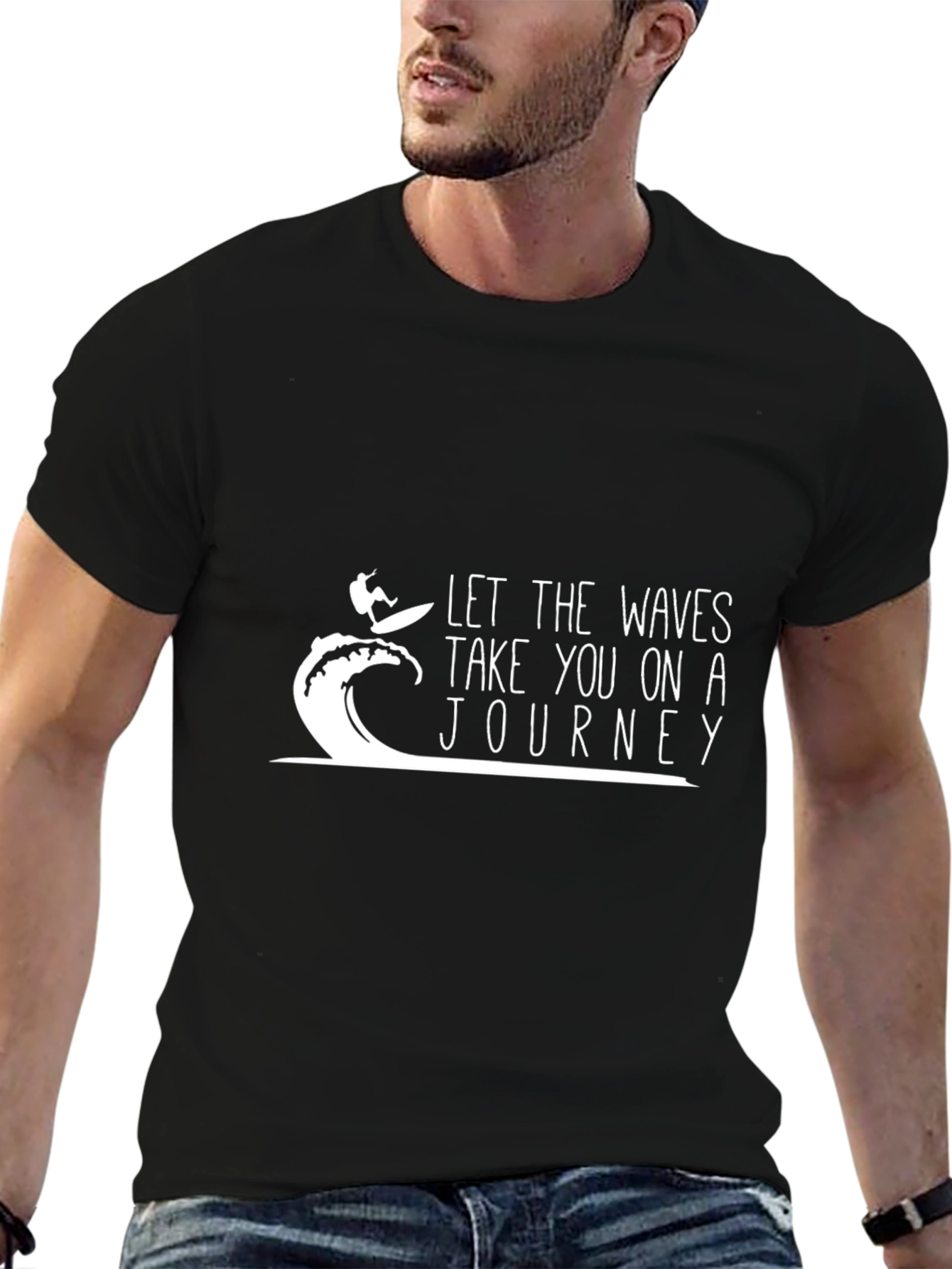 Surfing Waves Journey Black Tee
