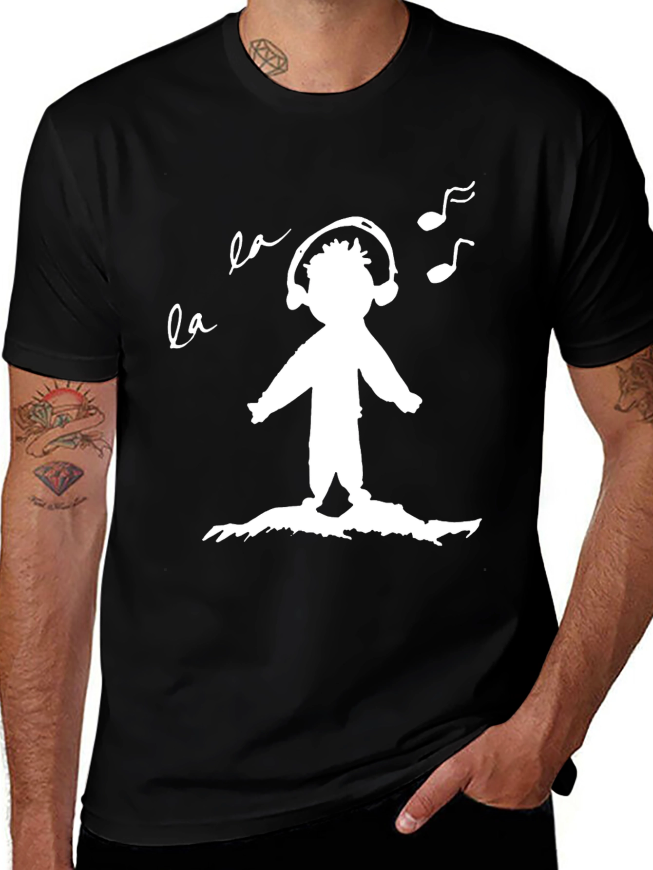 Music Lovers Tee: Black Graphic Print T-Shirt