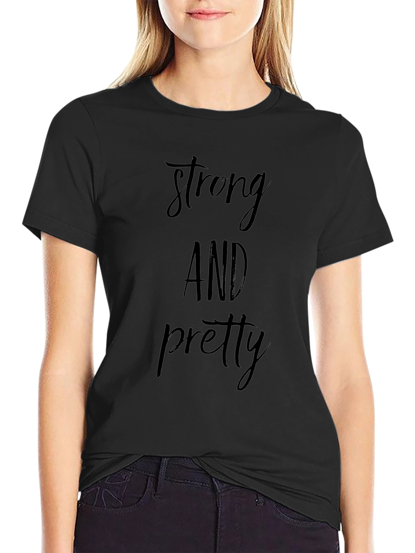 Strong and Pretty Black Graphic Tee
