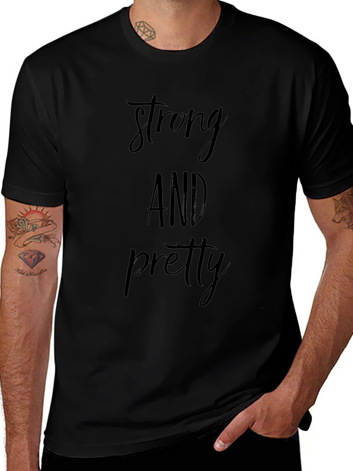 Strong and Pretty Black Graphic Tee