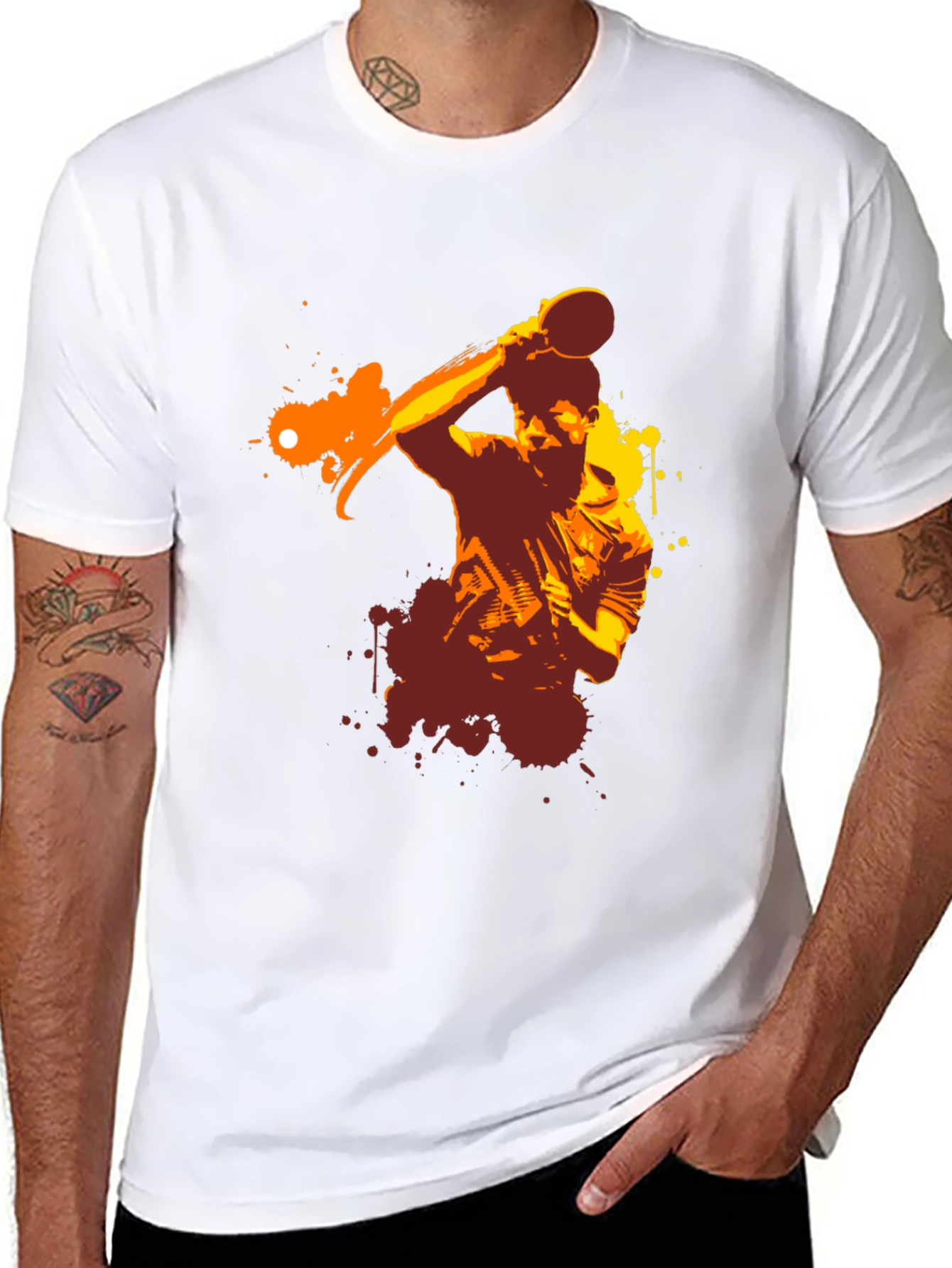 Ping Pong Player Graphic Tee - Black Cotton T-Shirt