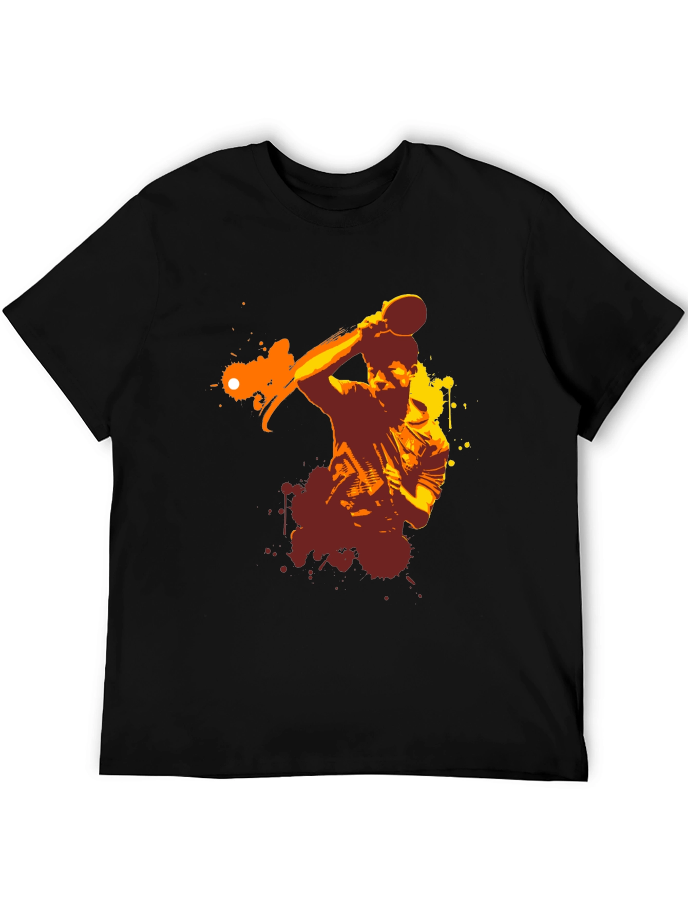 Ping Pong Player Graphic Tee - Black Cotton T-Shirt