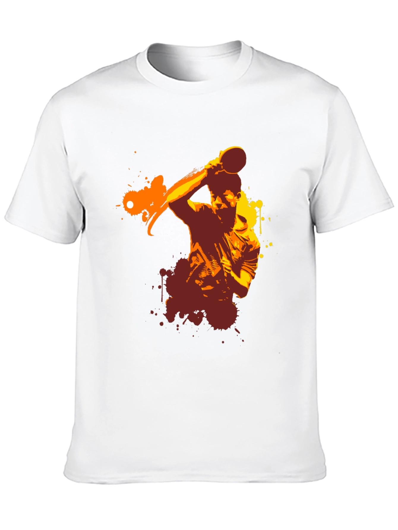 Ping Pong Player Graphic Tee - Black Cotton T-Shirt