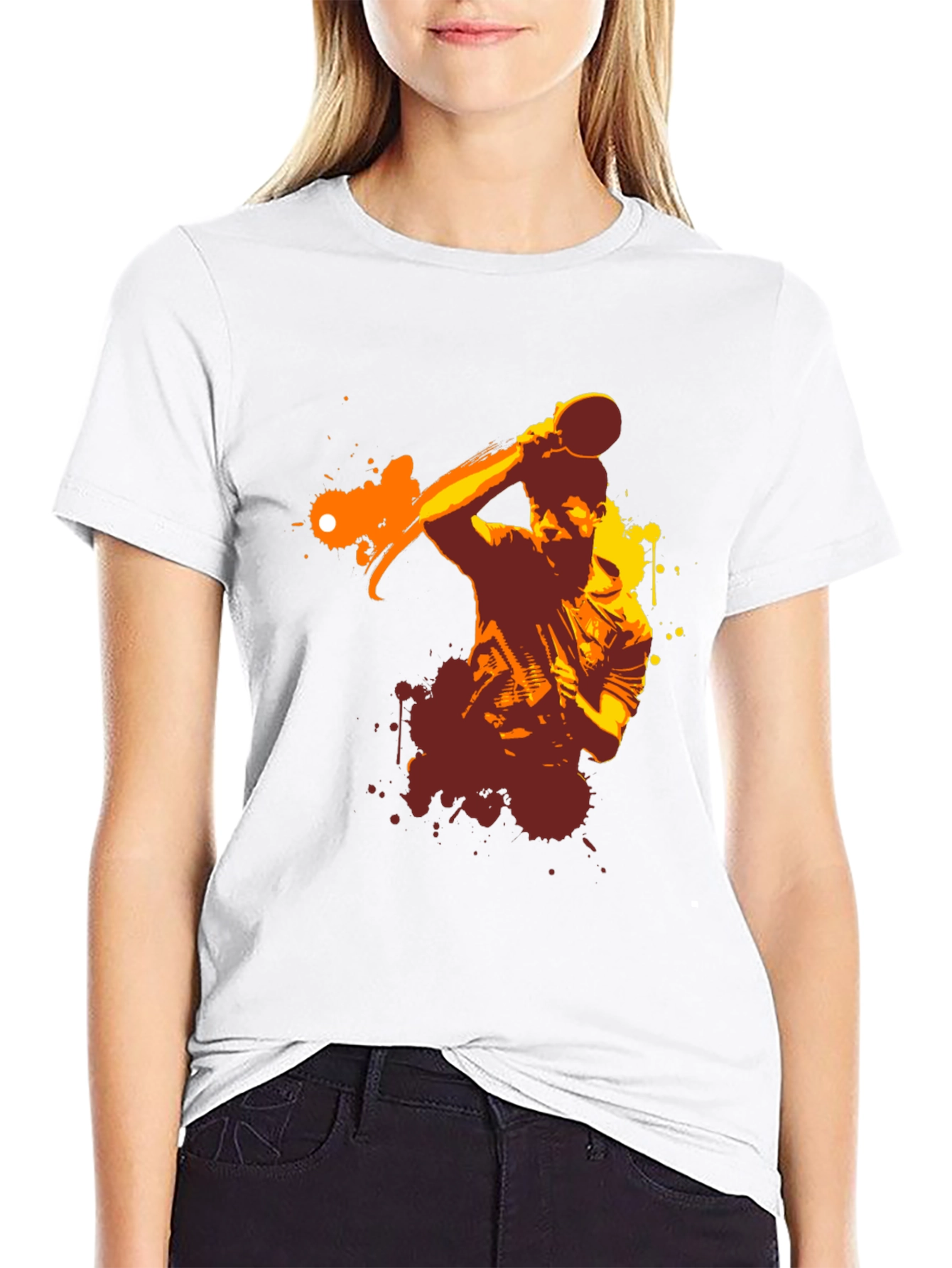Ping Pong Player Graphic Tee - Black Cotton T-Shirt
