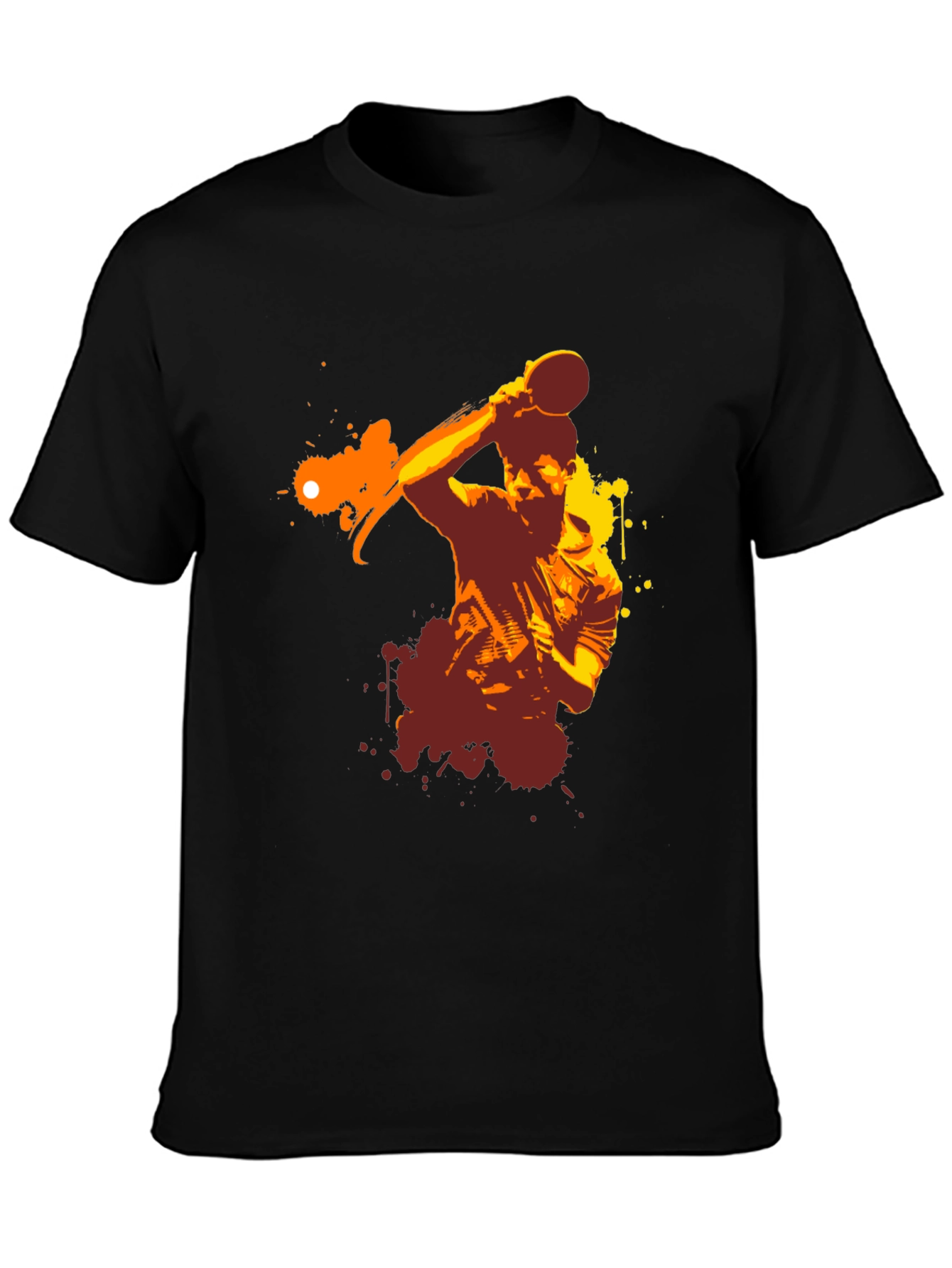 Ping Pong Player Graphic Tee - Black Cotton T-Shirt