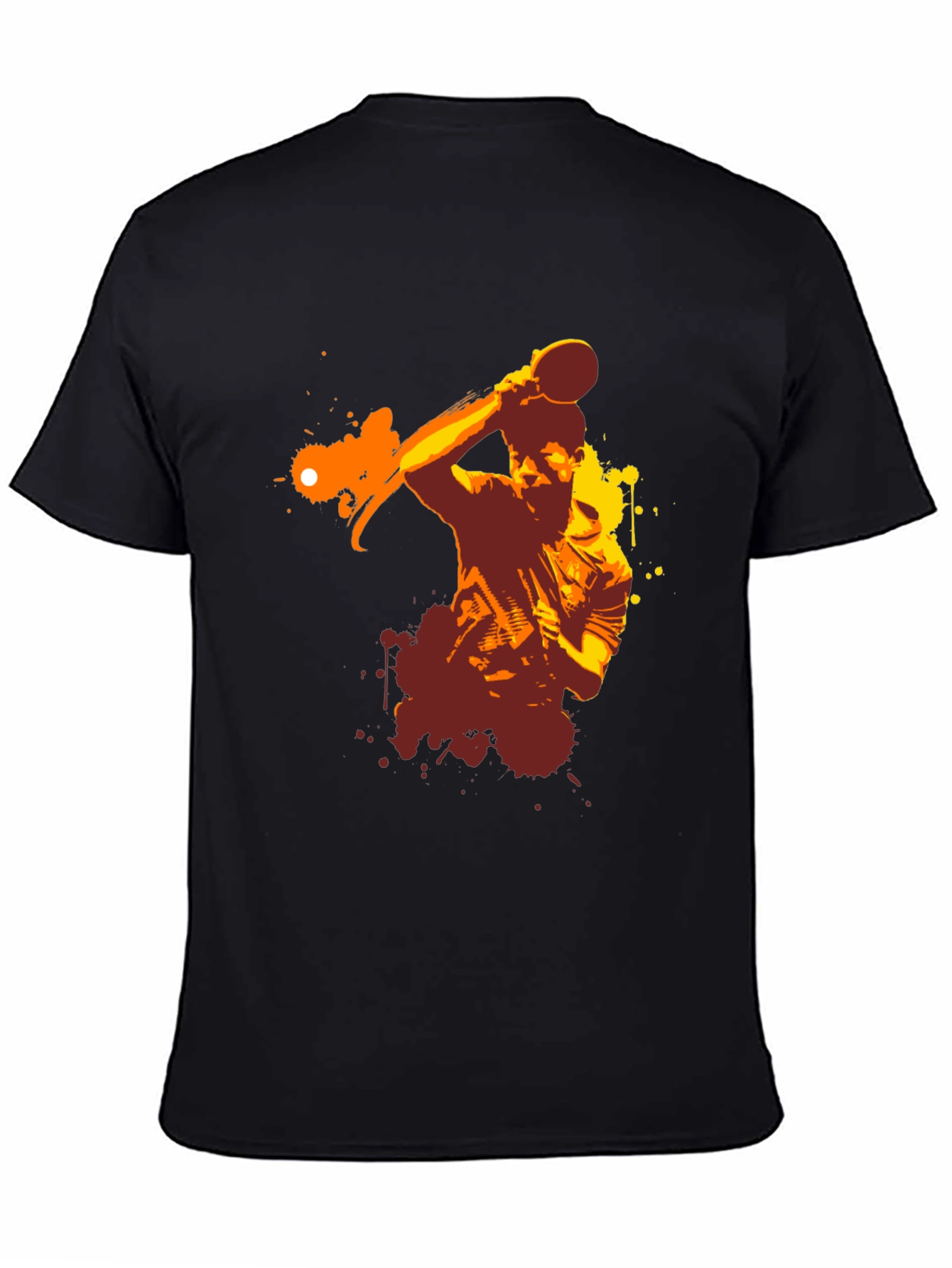 Ping Pong Player Graphic Tee - Black Cotton T-Shirt