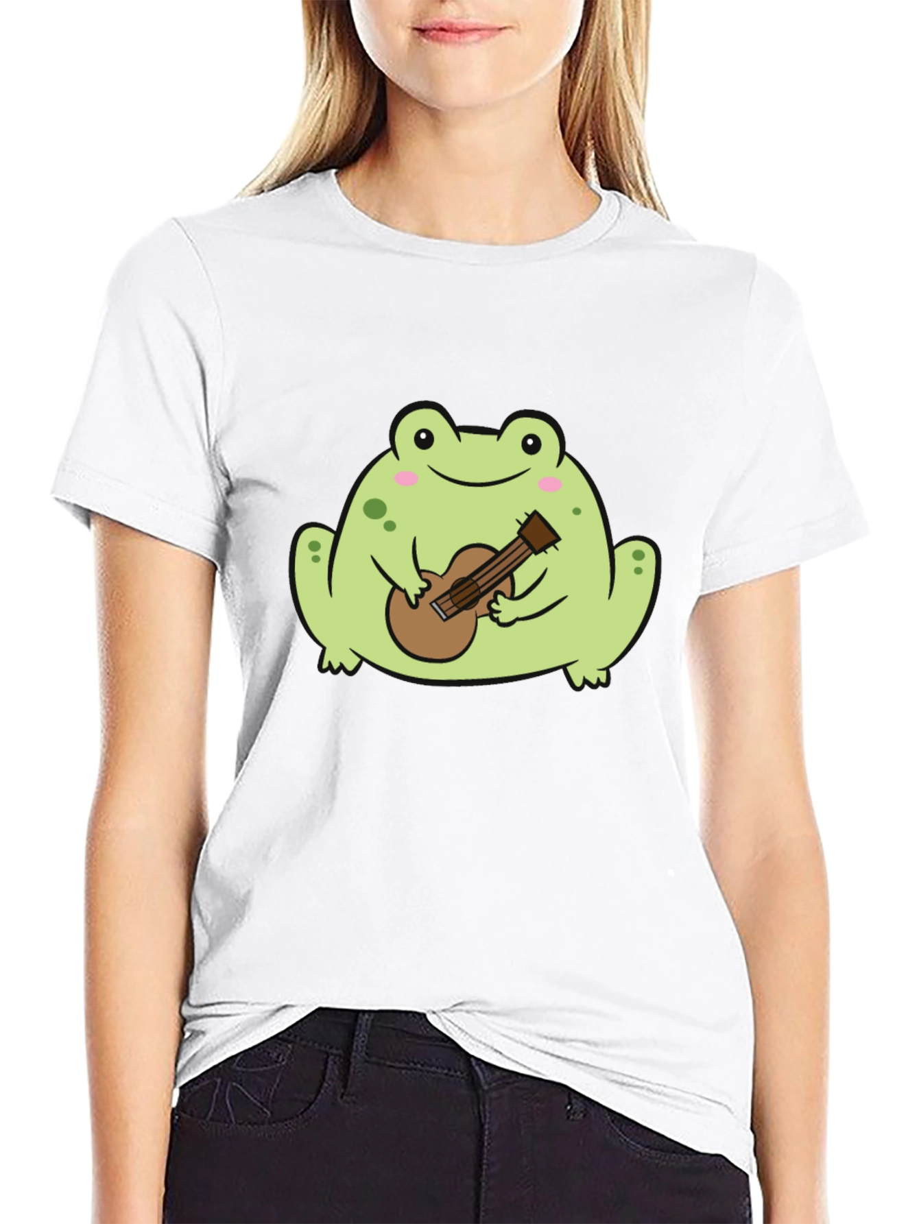 Frog Playing Guitar Graphic Tee - Unisex Black T-Shirt