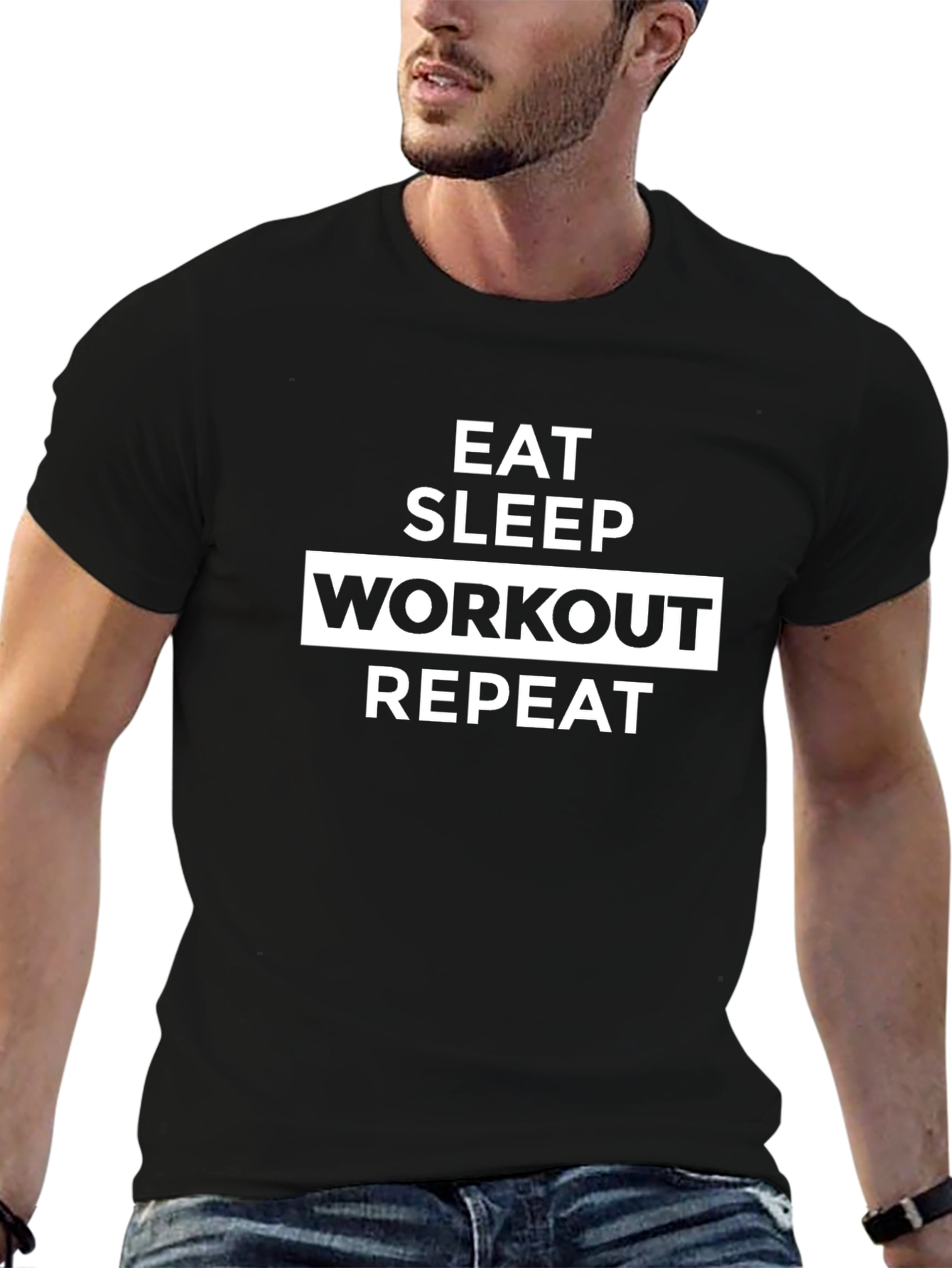 Eat Sleep Workout Repeat Graphic Tee