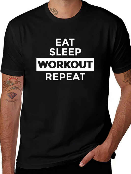 Eat Sleep Workout Repeat Graphic Tee