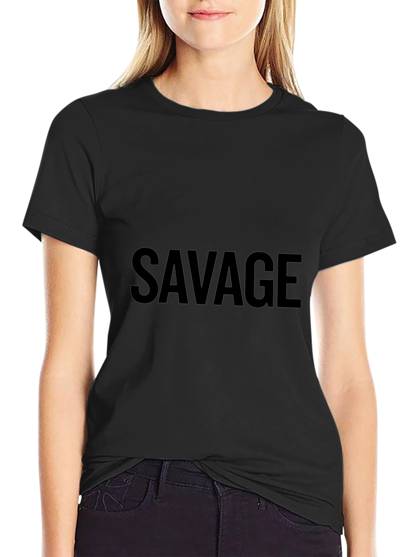 Savage Black Cotton Graphic Tee