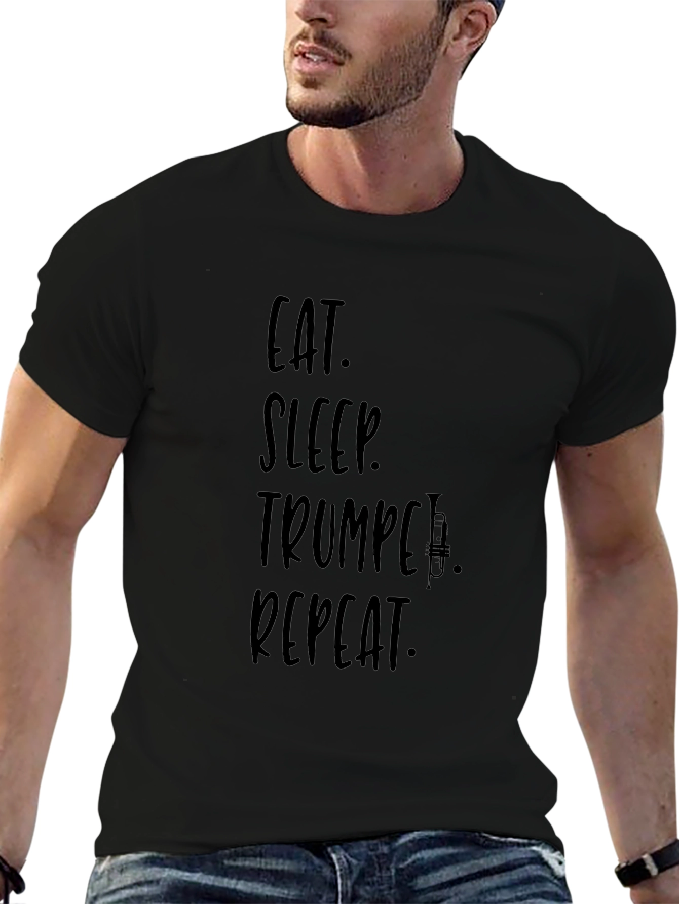 Eat Sleep Trumpet Repeat Black T-Shirt