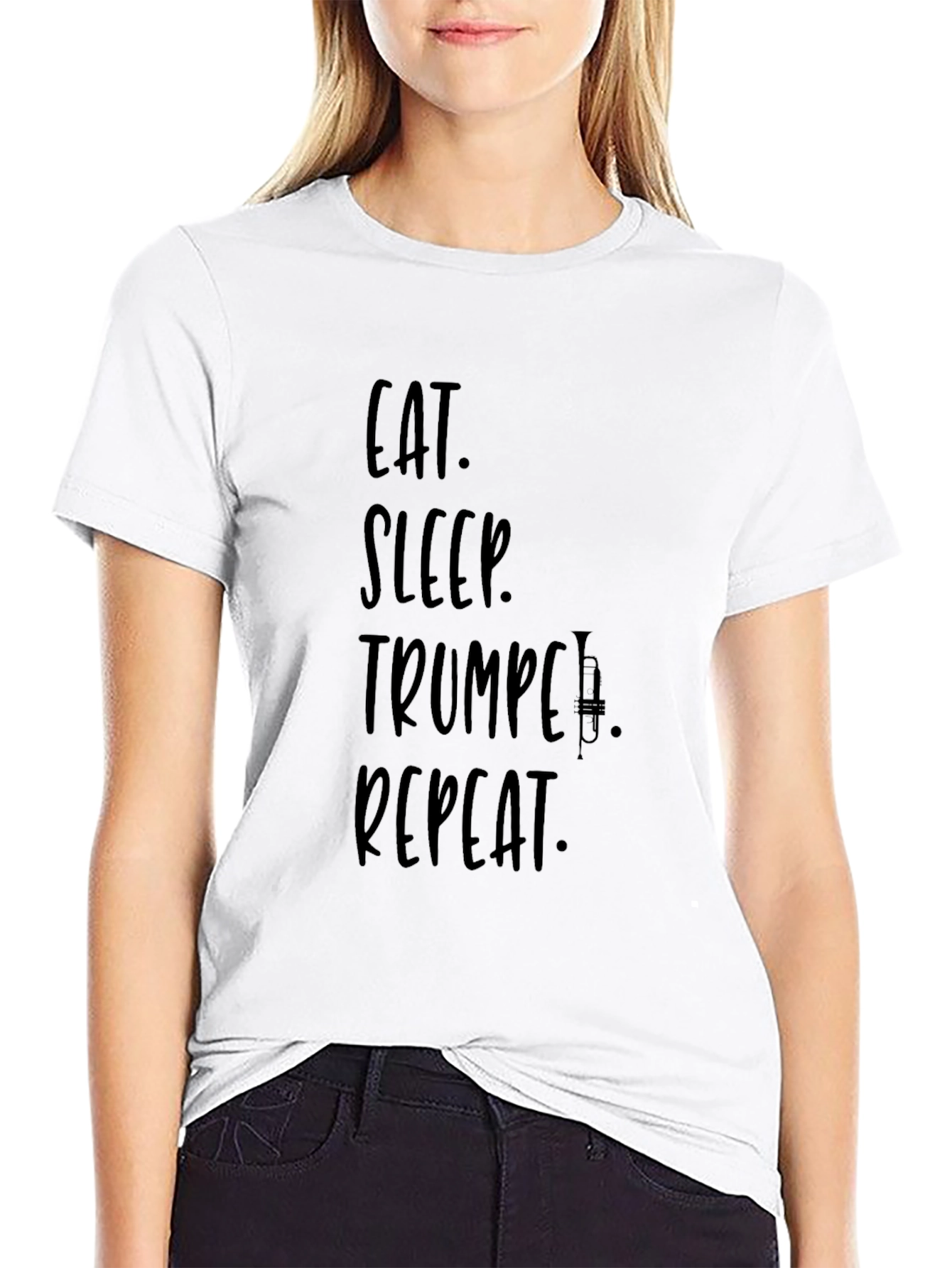 Eat Sleep Trumpet Repeat Black T-Shirt