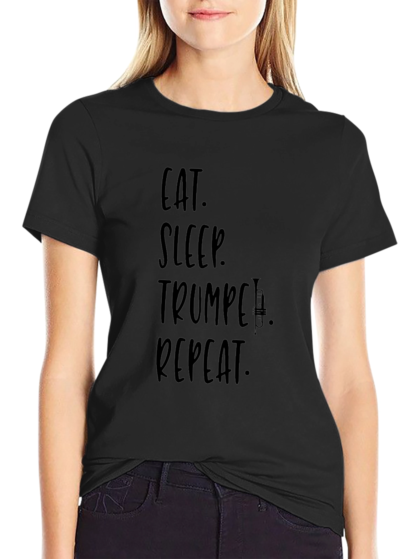 Eat Sleep Trumpet Repeat Black T-Shirt