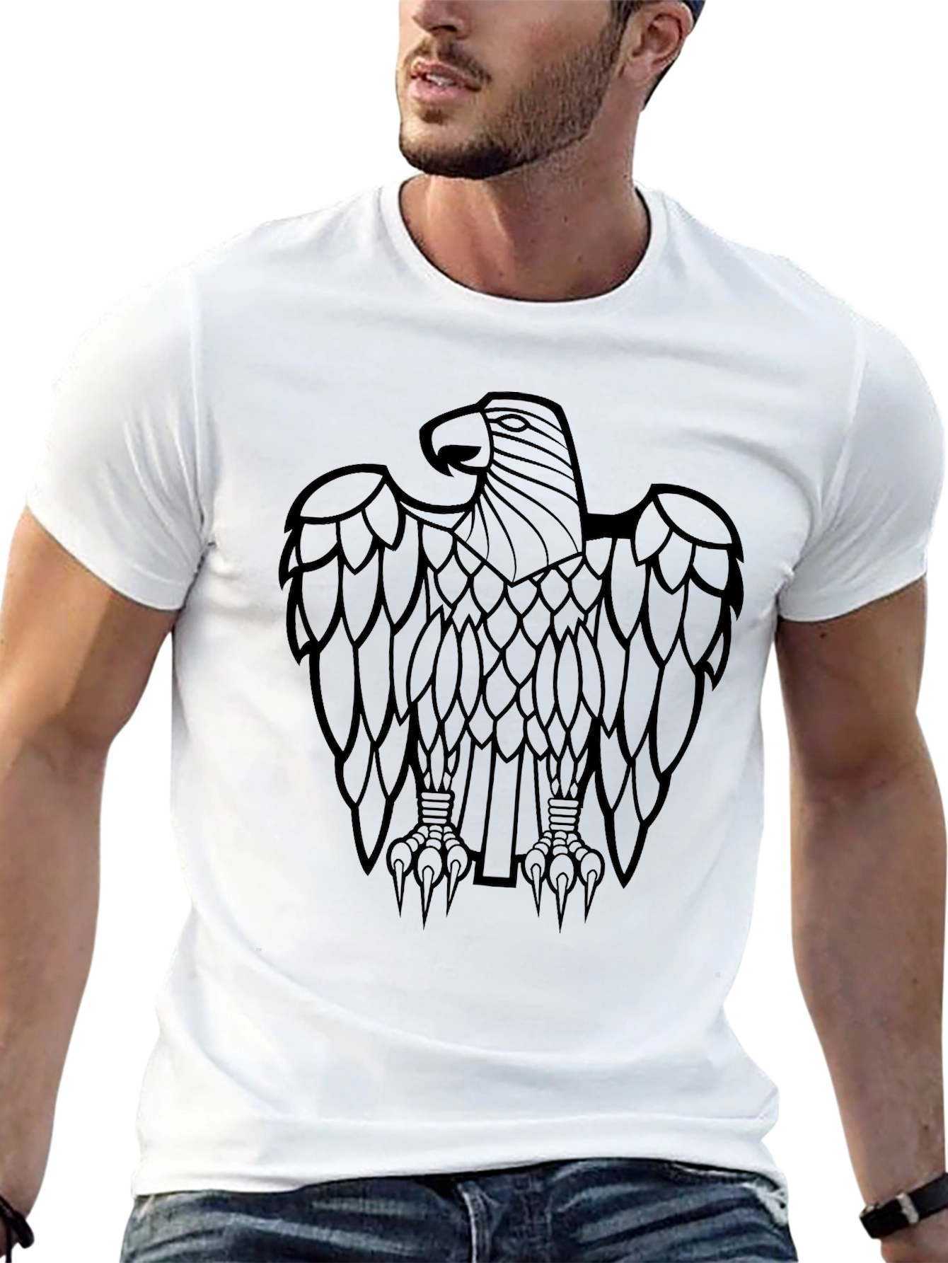 Mens Black Eagle Graphic Tee - Stylish Casual Wear