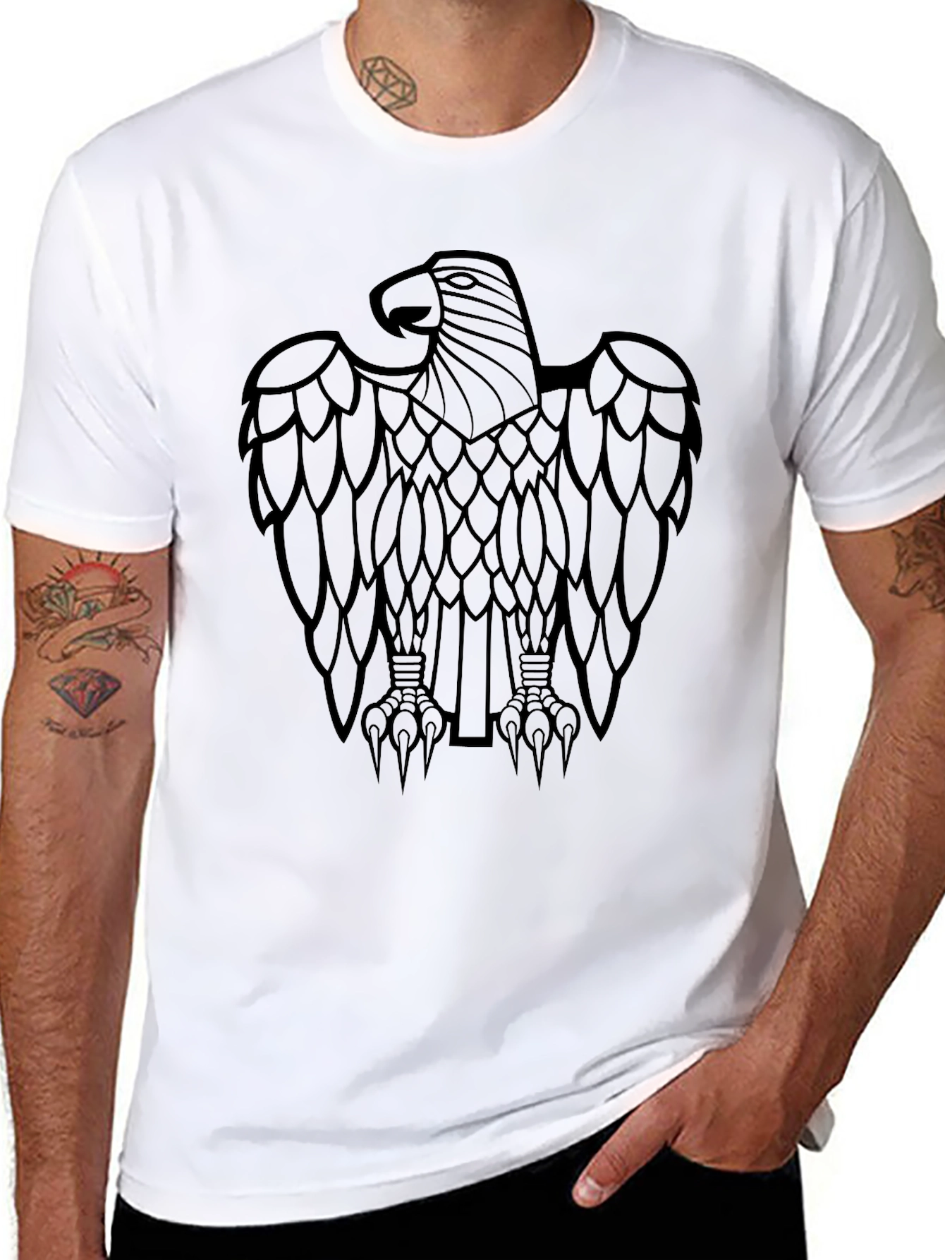 Mens Black Eagle Graphic Tee - Stylish Casual Wear