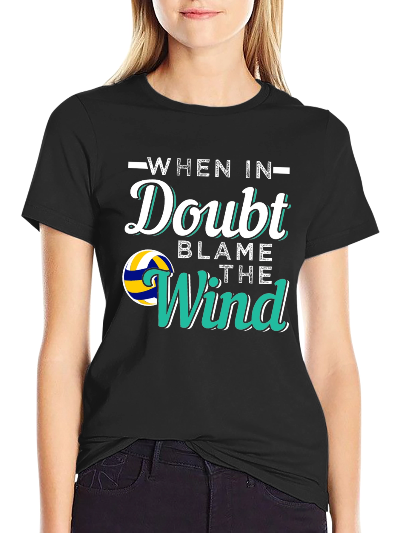 Volleyball When In Doubt Blame the Wind Graphic T-Shirt