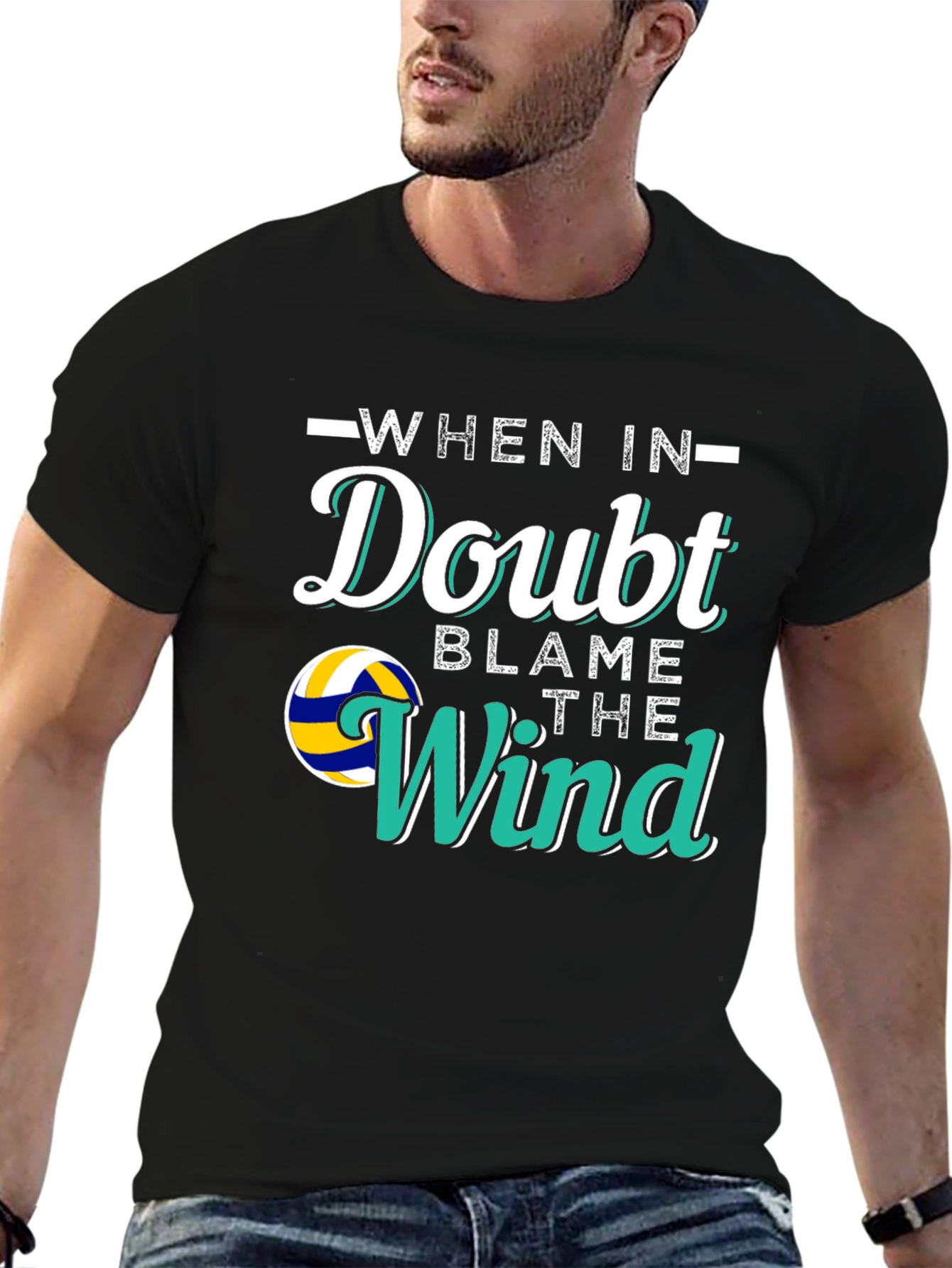 Volleyball When In Doubt Blame the Wind Graphic T-Shirt