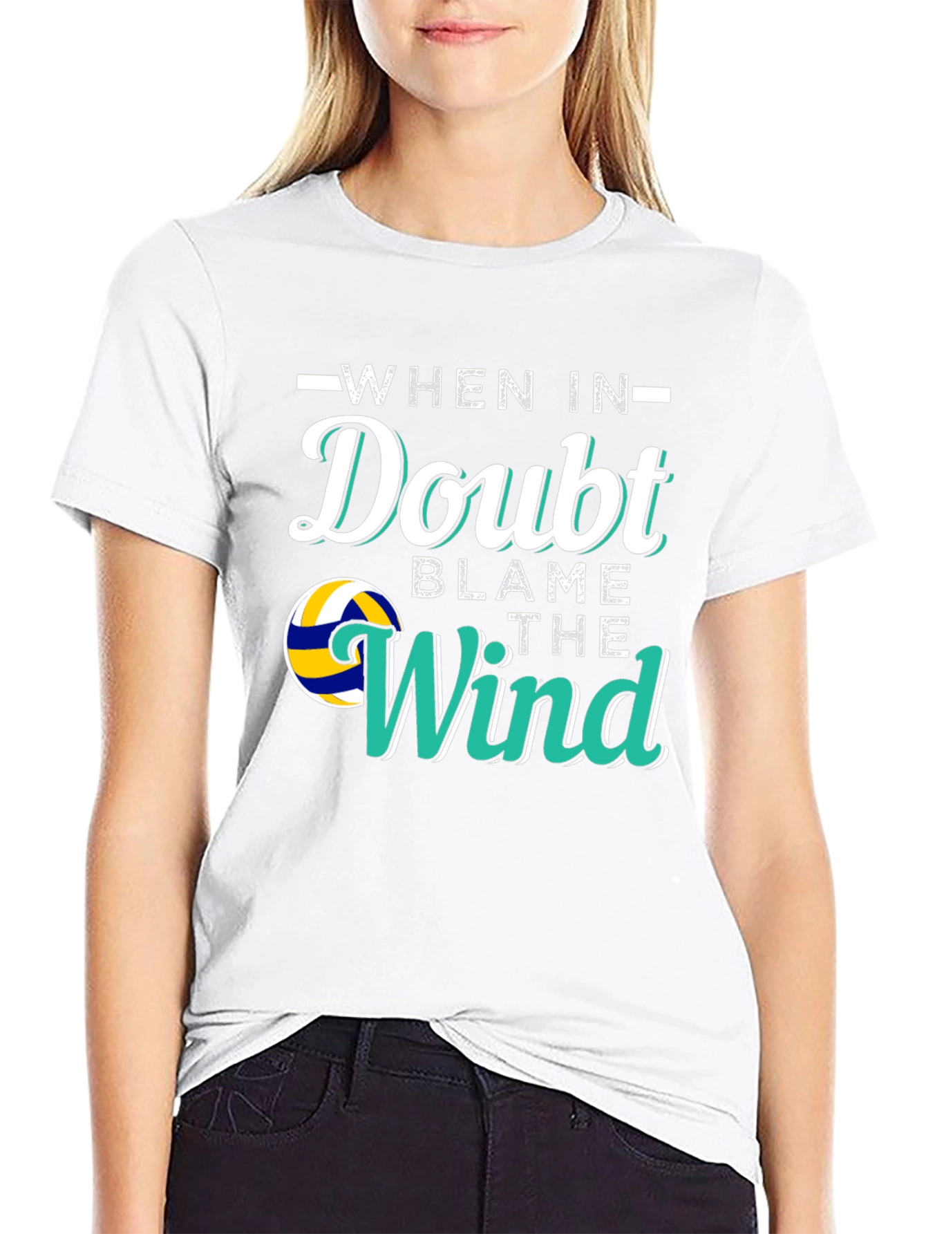 Volleyball When In Doubt Blame the Wind Graphic T-Shirt