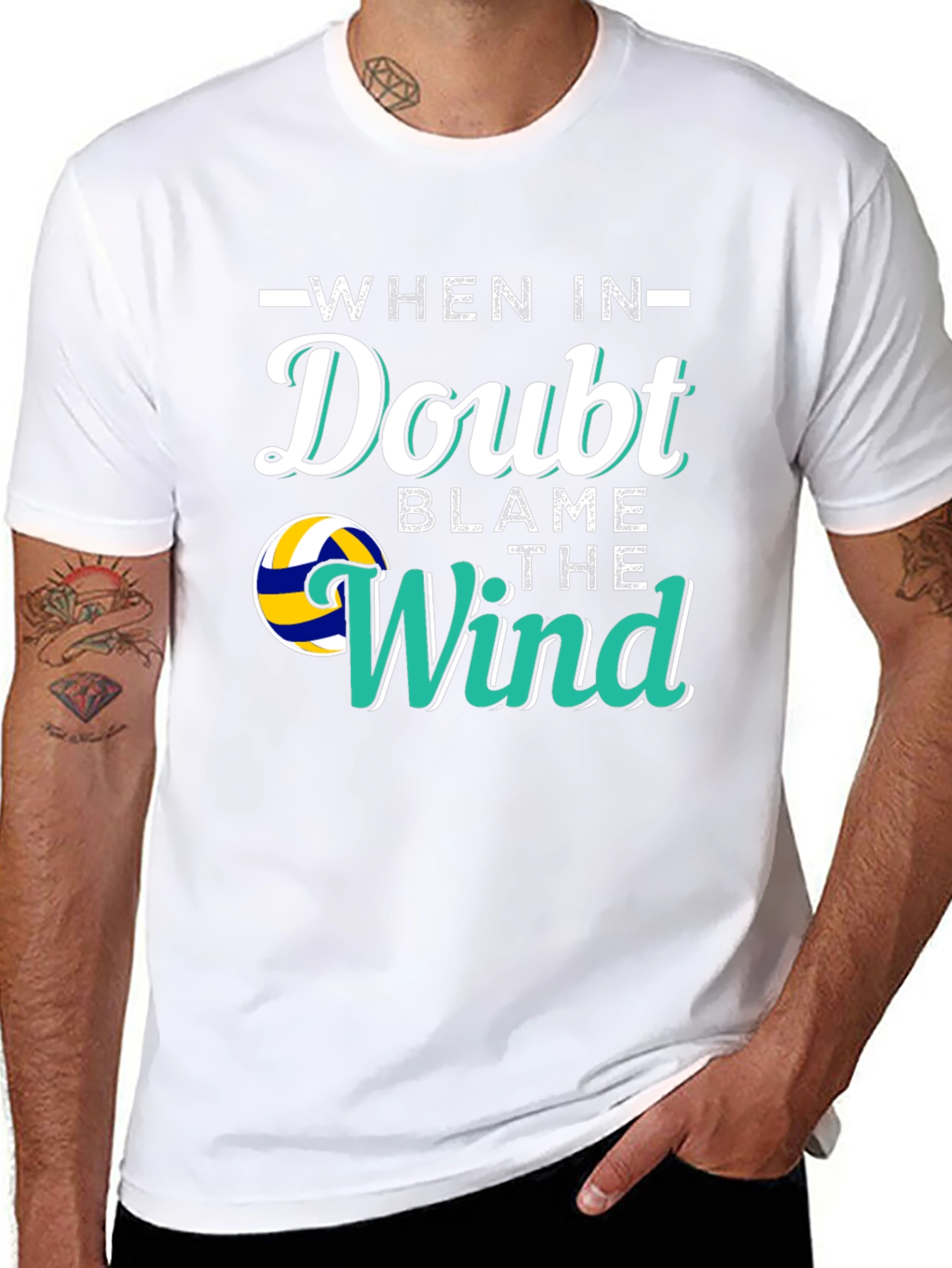 Volleyball When In Doubt Blame the Wind Graphic T-Shirt
