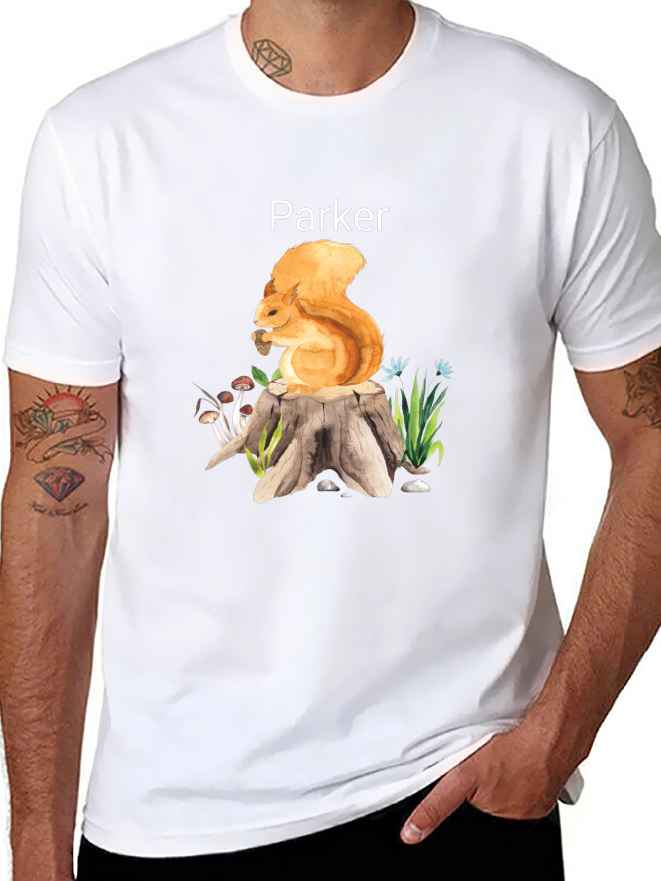 Parker Squirrel on Stump Graphic Tee