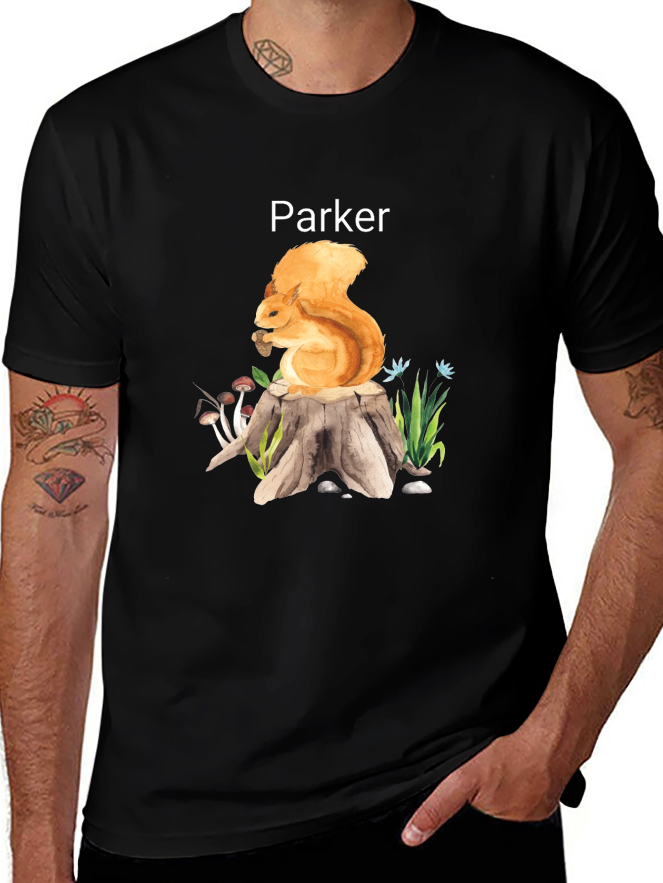 Parker Squirrel on Stump Graphic Tee