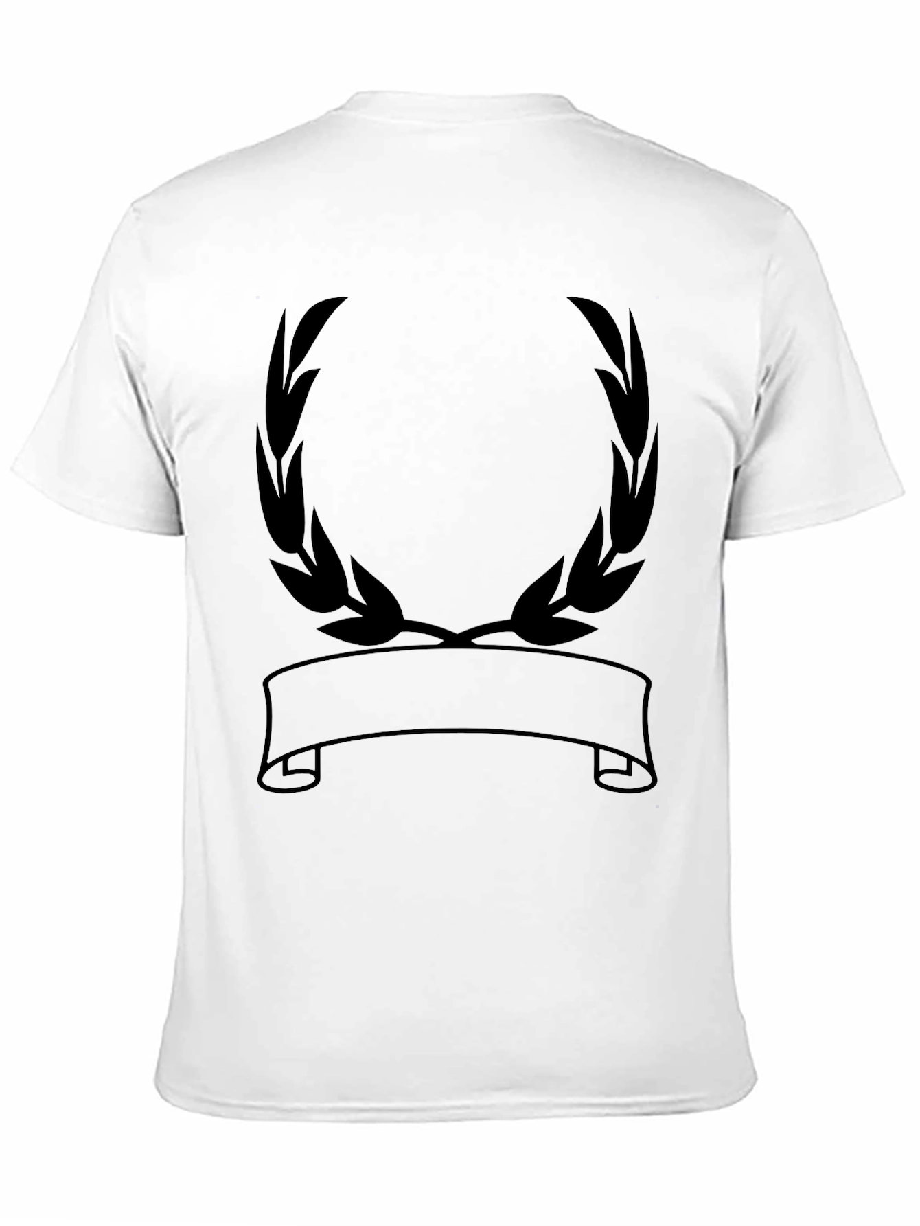 Black Graphic Tee - Laurel Wreath Banner Design