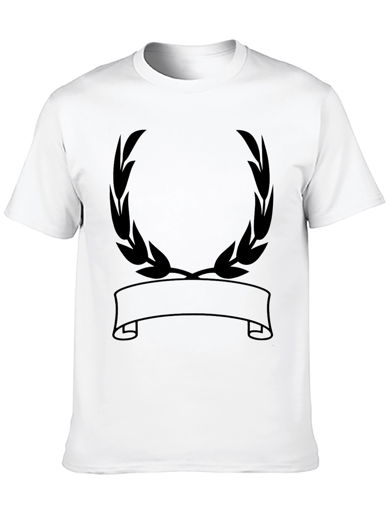 Black Graphic Tee - Laurel Wreath Banner Design