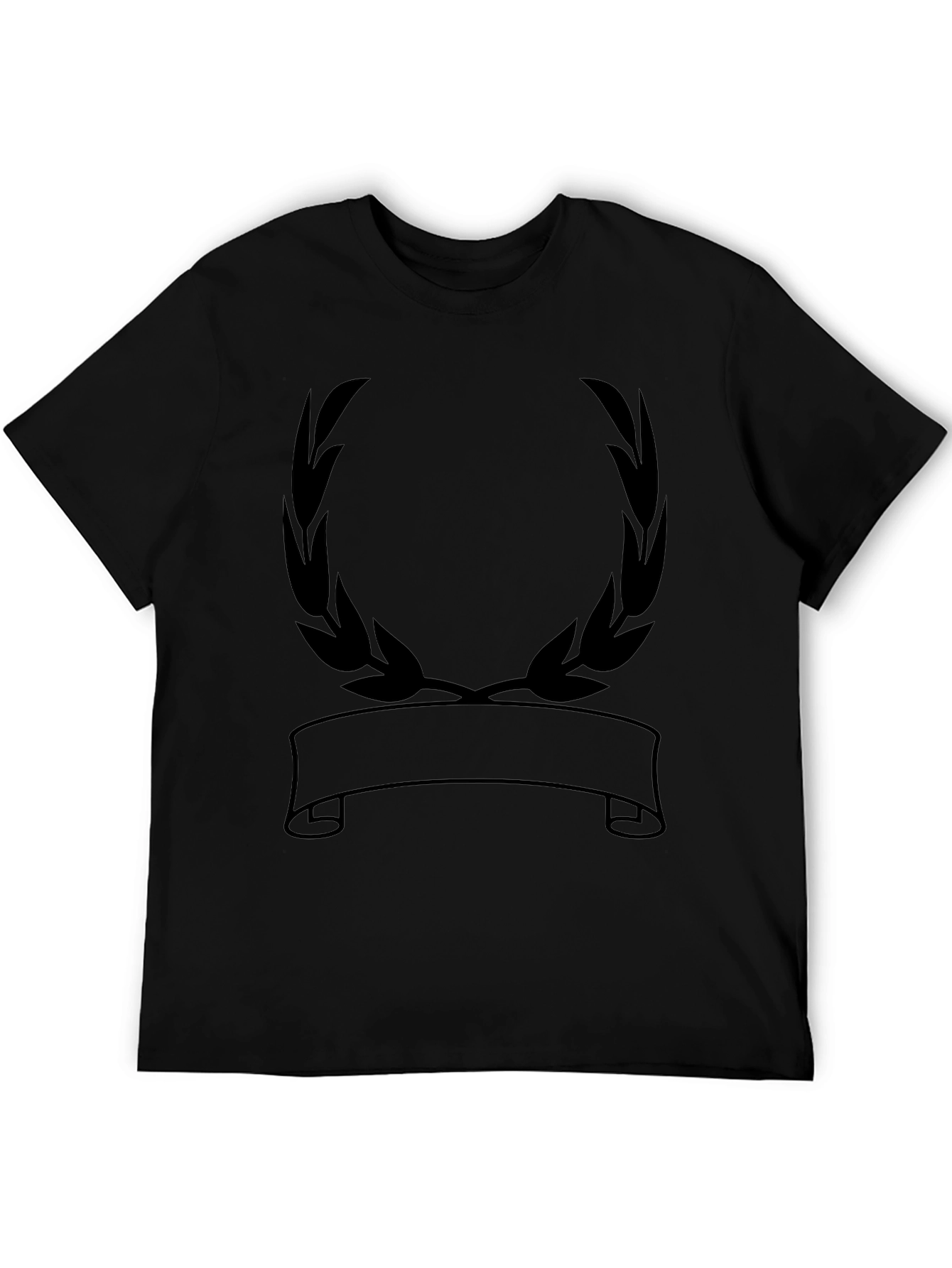 Black Graphic Tee - Laurel Wreath Banner Design