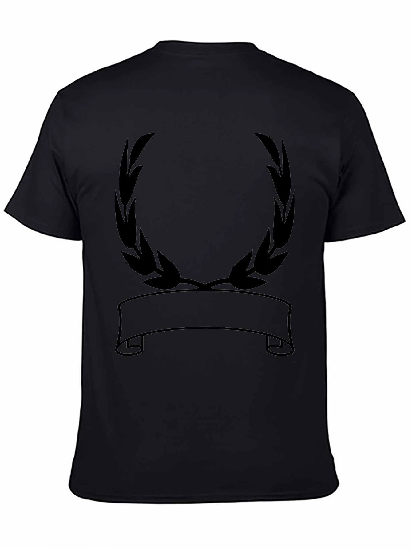 Black Graphic Tee - Laurel Wreath Banner Design