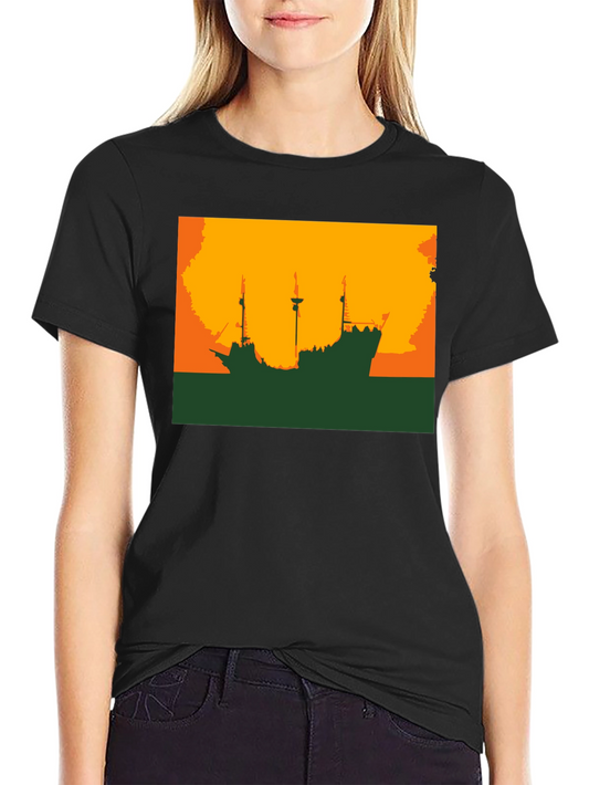 Silhouette Ship Graphic Tee - Black