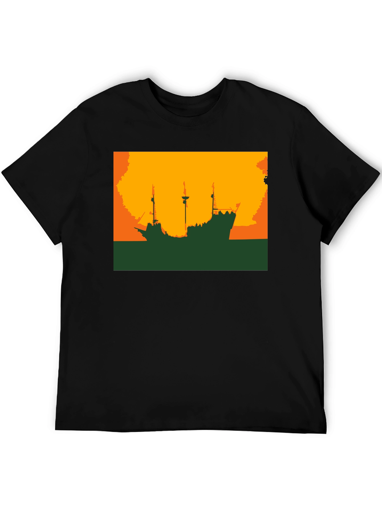 Silhouette Ship Graphic Tee - Black