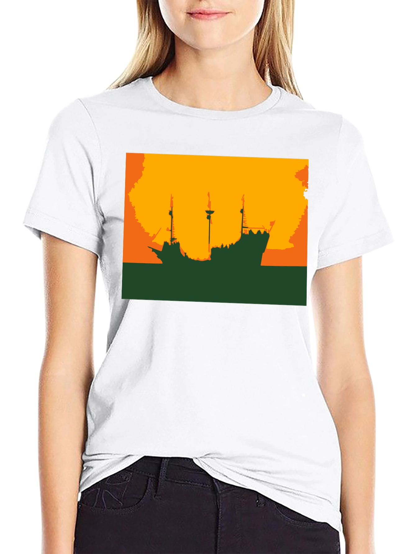 Silhouette Ship Graphic Tee - Black