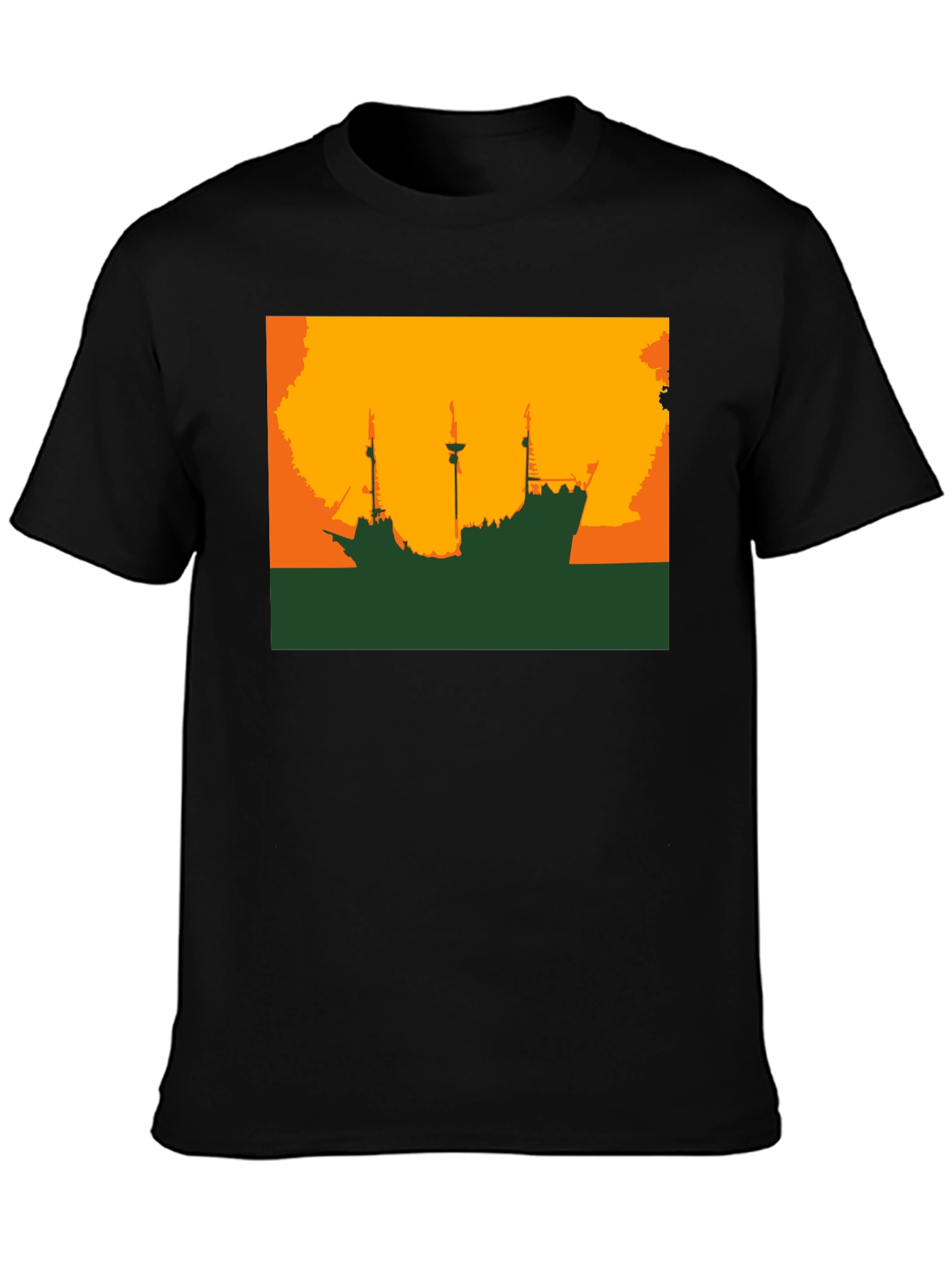 Silhouette Ship Graphic Tee - Black