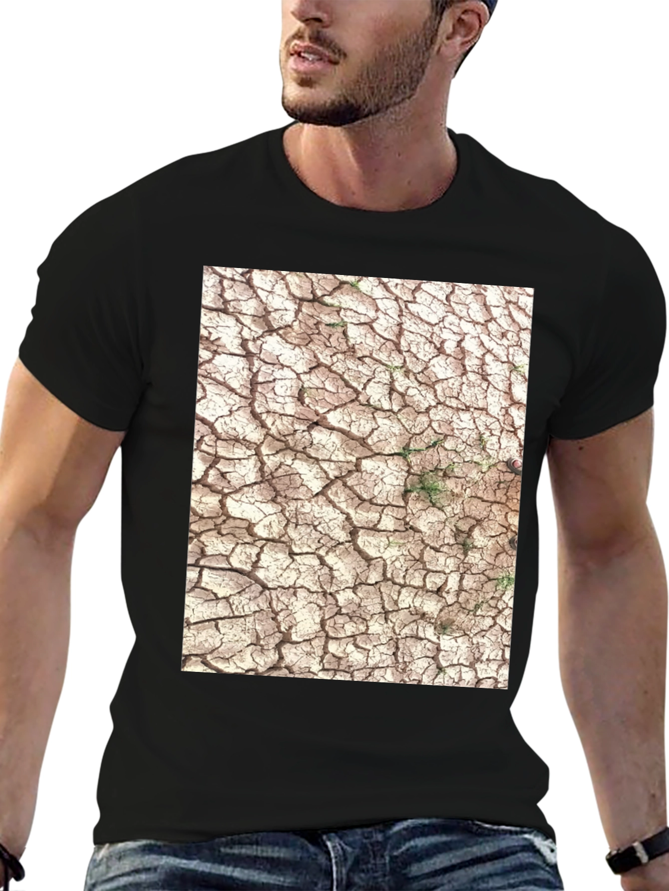 Cracked Earth Graphic Tee - Modern Black T-Shirt
