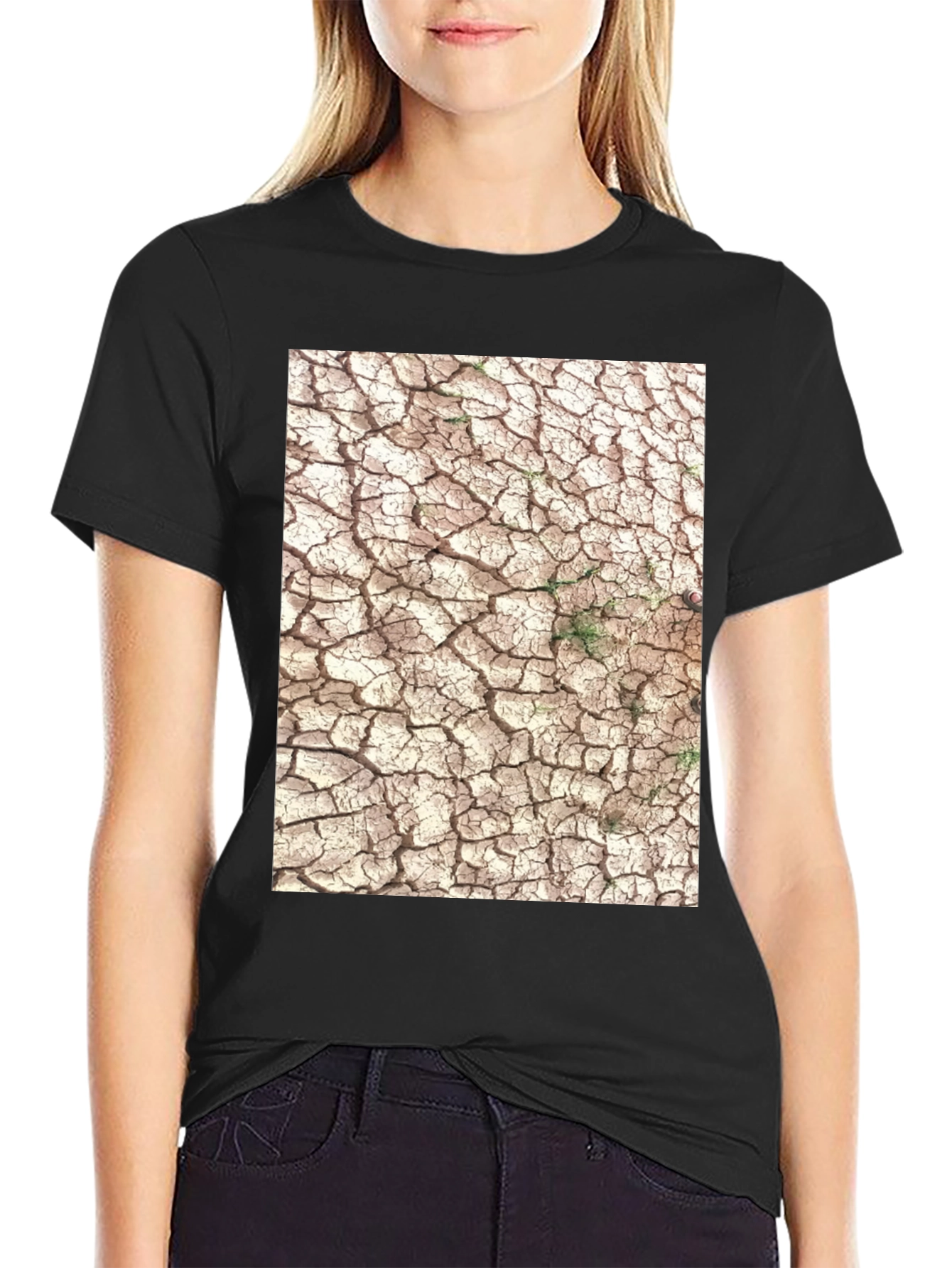 Cracked Earth Graphic Tee - Modern Black T-Shirt