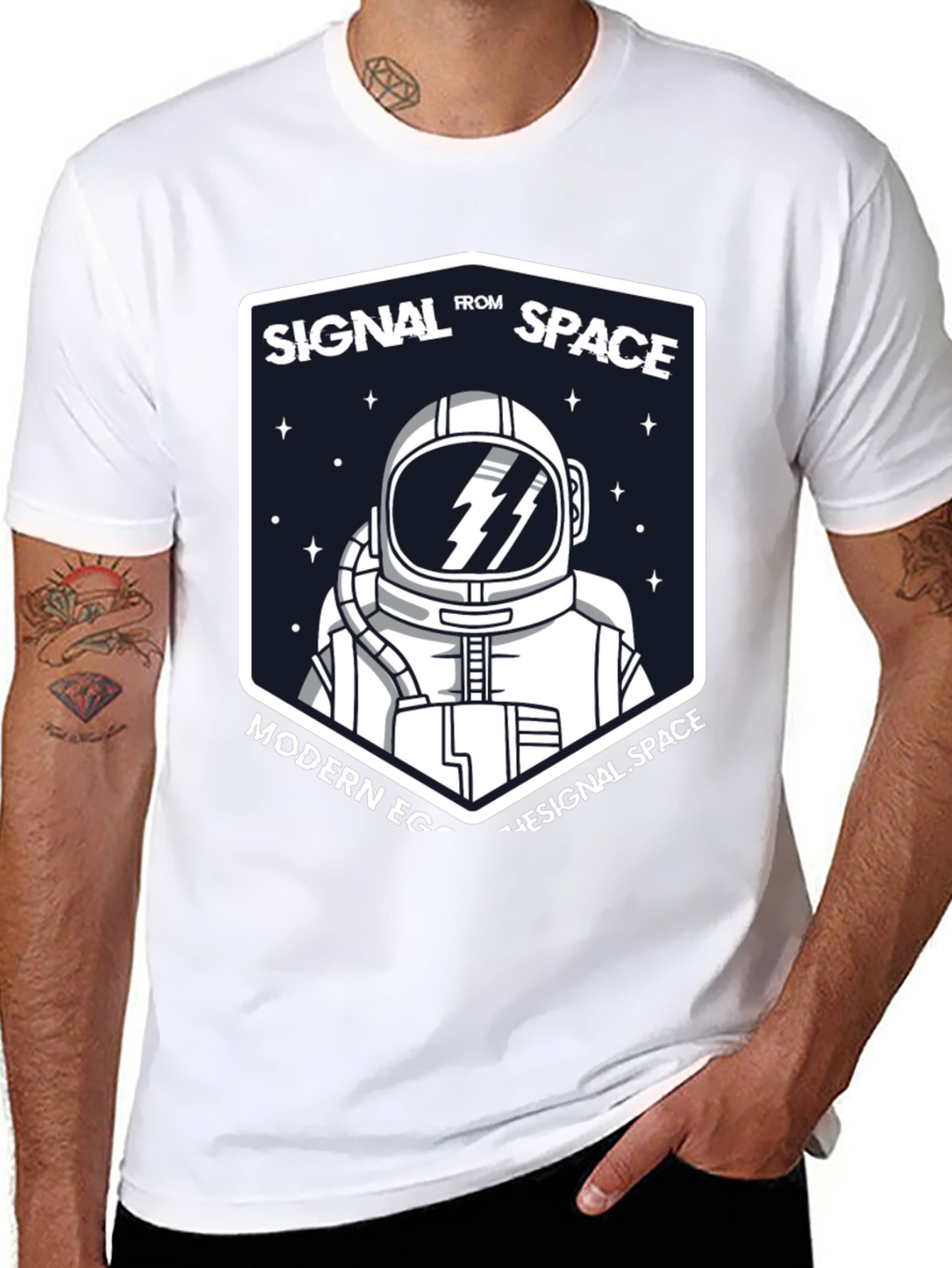 Signal From Space Astronaut Black T-Shirt