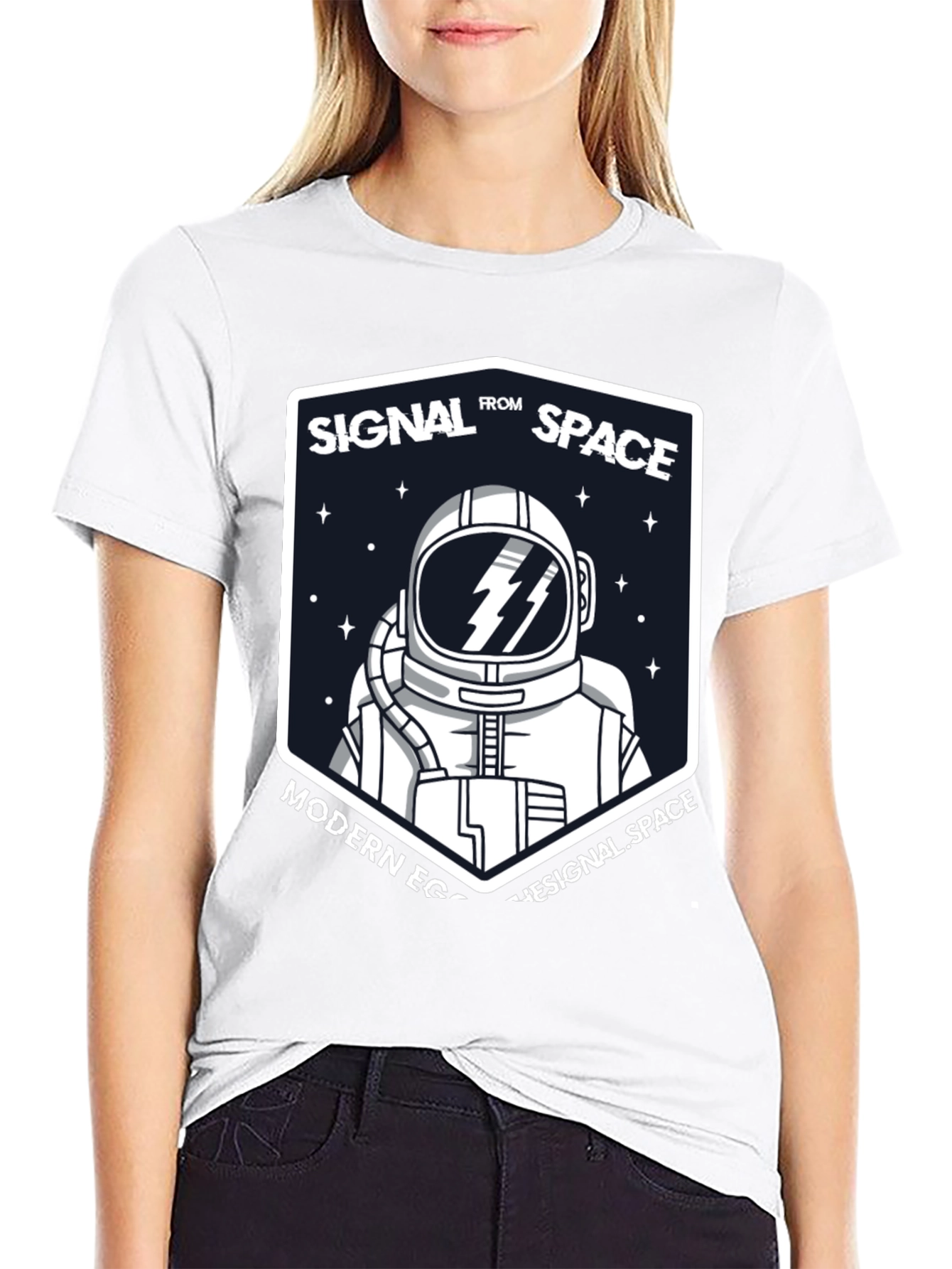 Signal From Space Astronaut Black T-Shirt