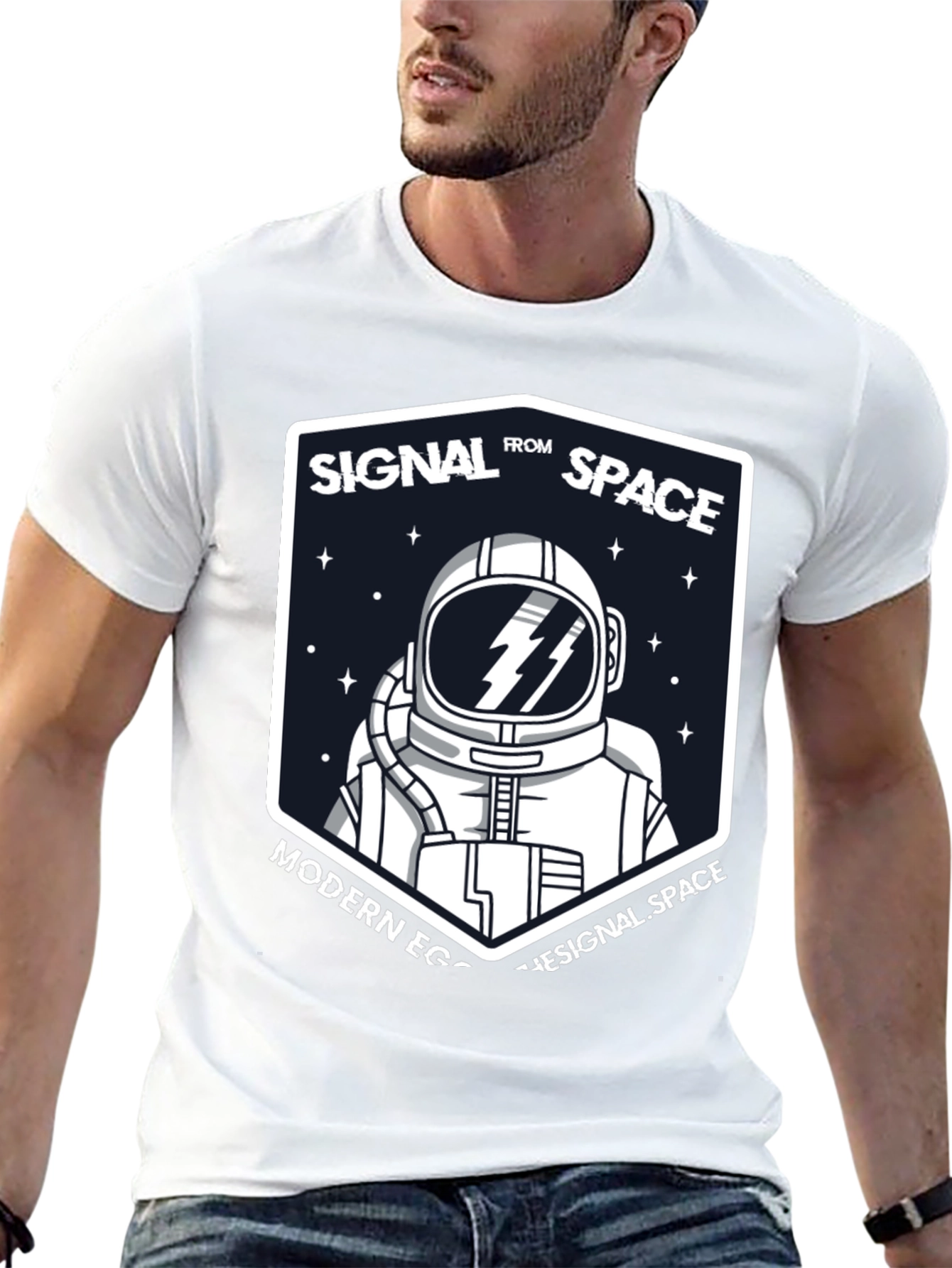 Signal From Space Astronaut Black T-Shirt