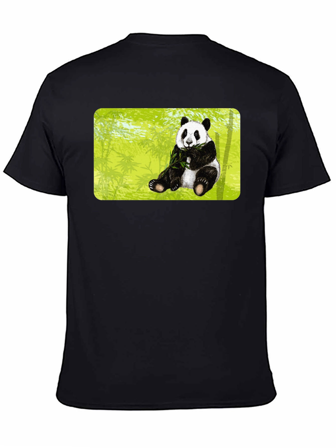 Panda Print T-Shirt - Black Cotton Tee