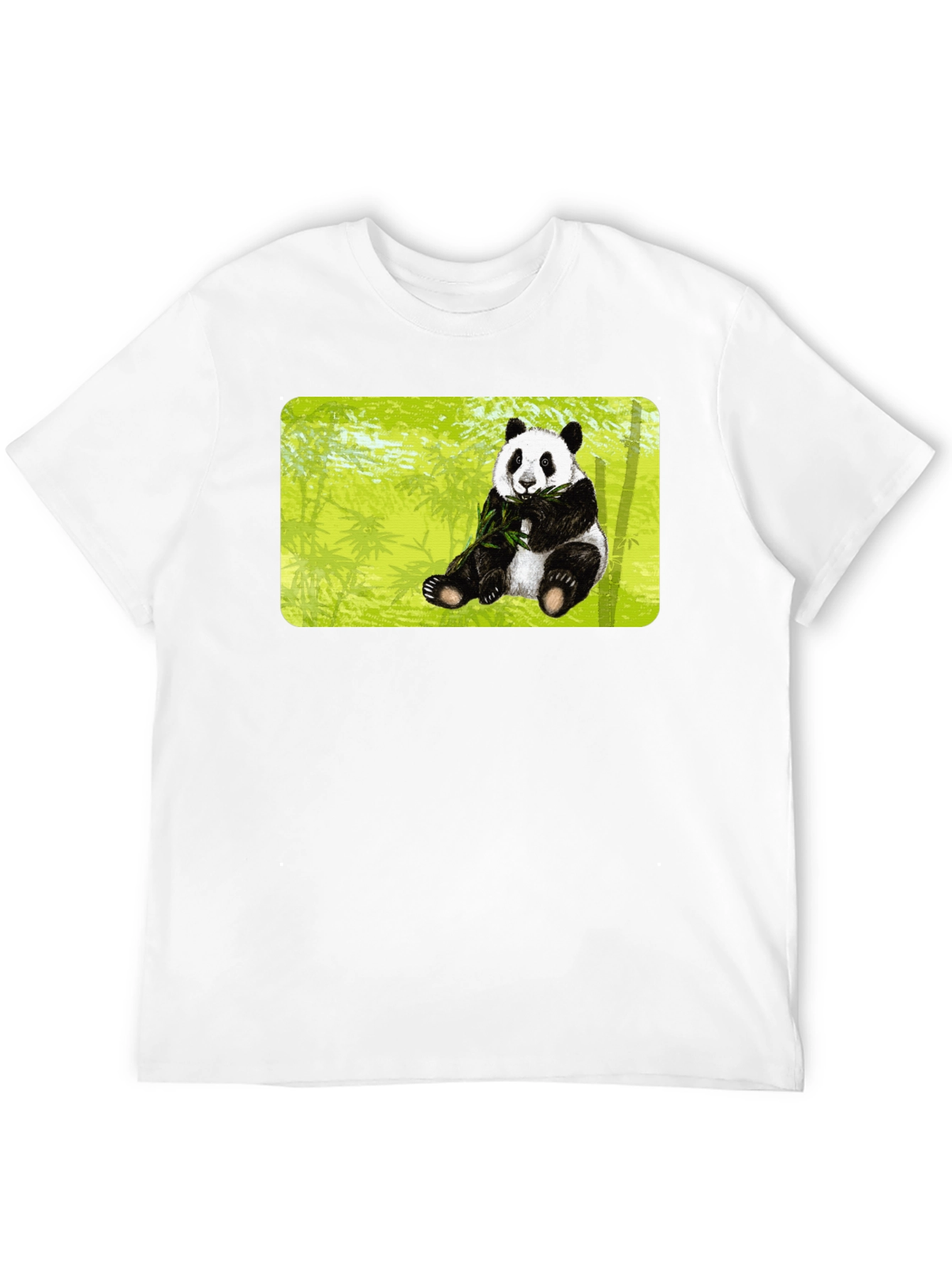 Panda Print T-Shirt - Black Cotton Tee