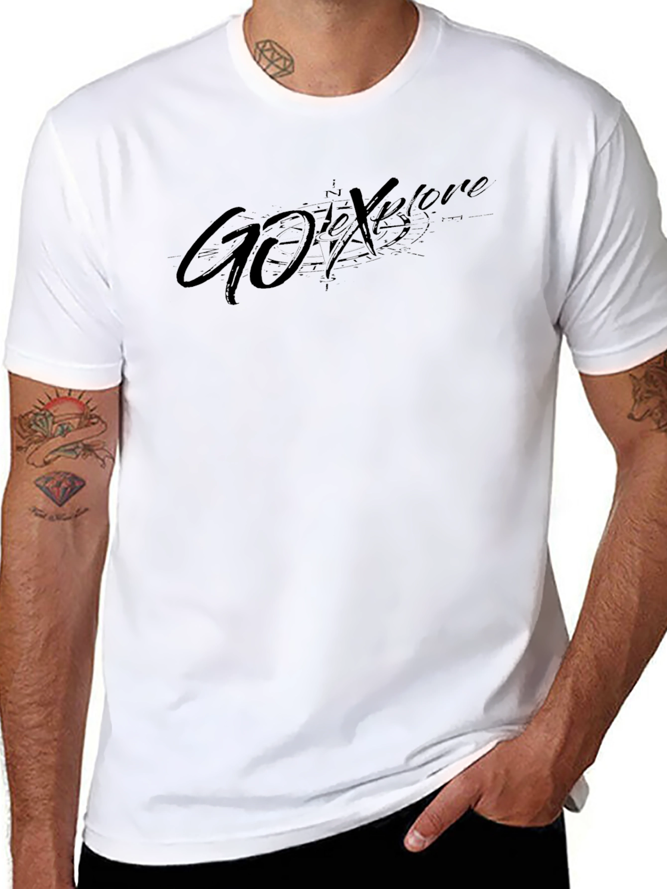 Mens Black Go Explore Graphic T-Shirt